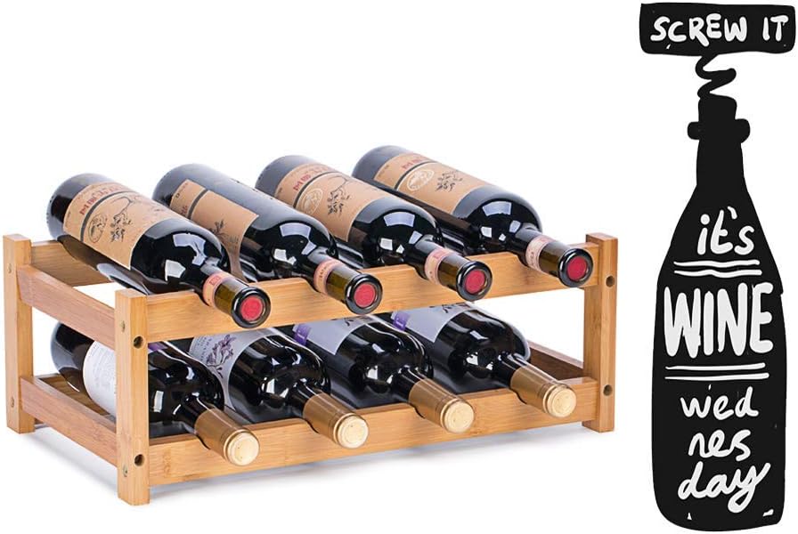 FOSTERSOURCE Bamboo Wine Rack 2-Tier 8 Bottles