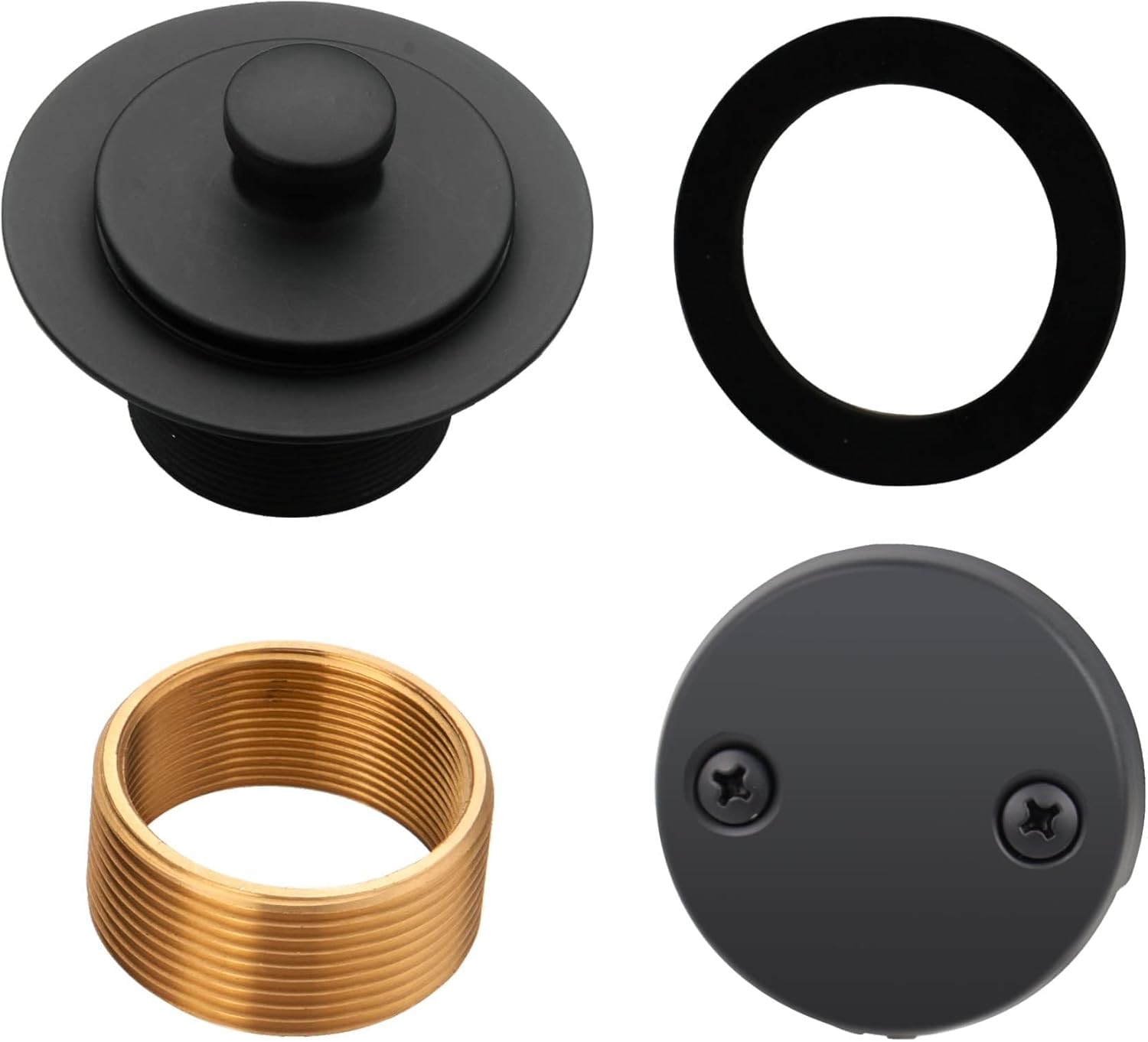 HIDROP Matte Black Tub Drain Set with Overflow Conversion Kit