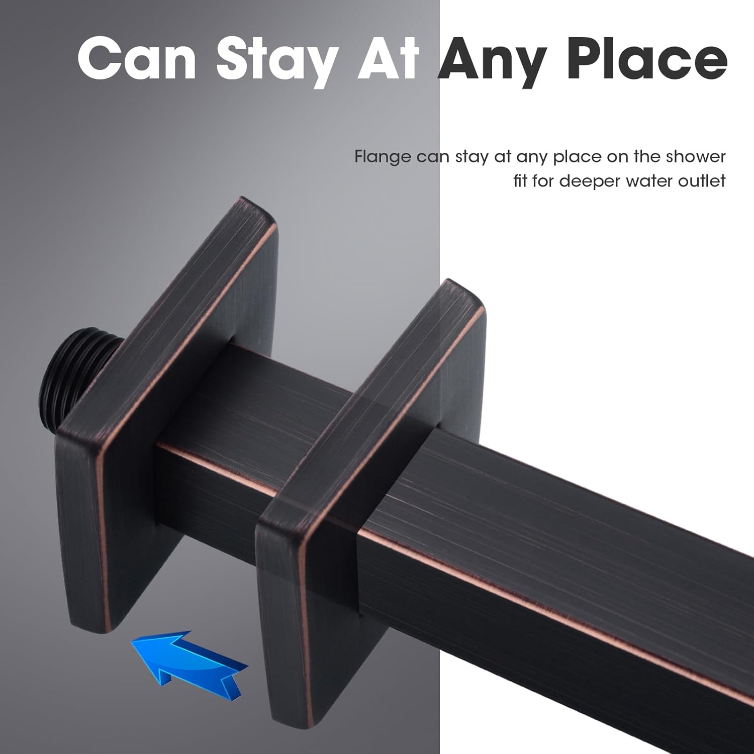 CLOVERMAP 8 Inch Square Shower Arm with Flange
