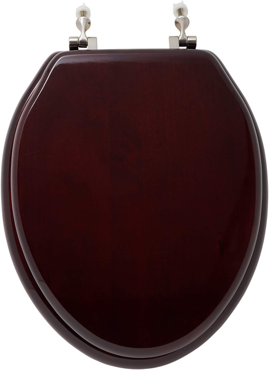 Signature Hardware 153869 Mahogany Oak Toilet Seat - Brushed Nickel