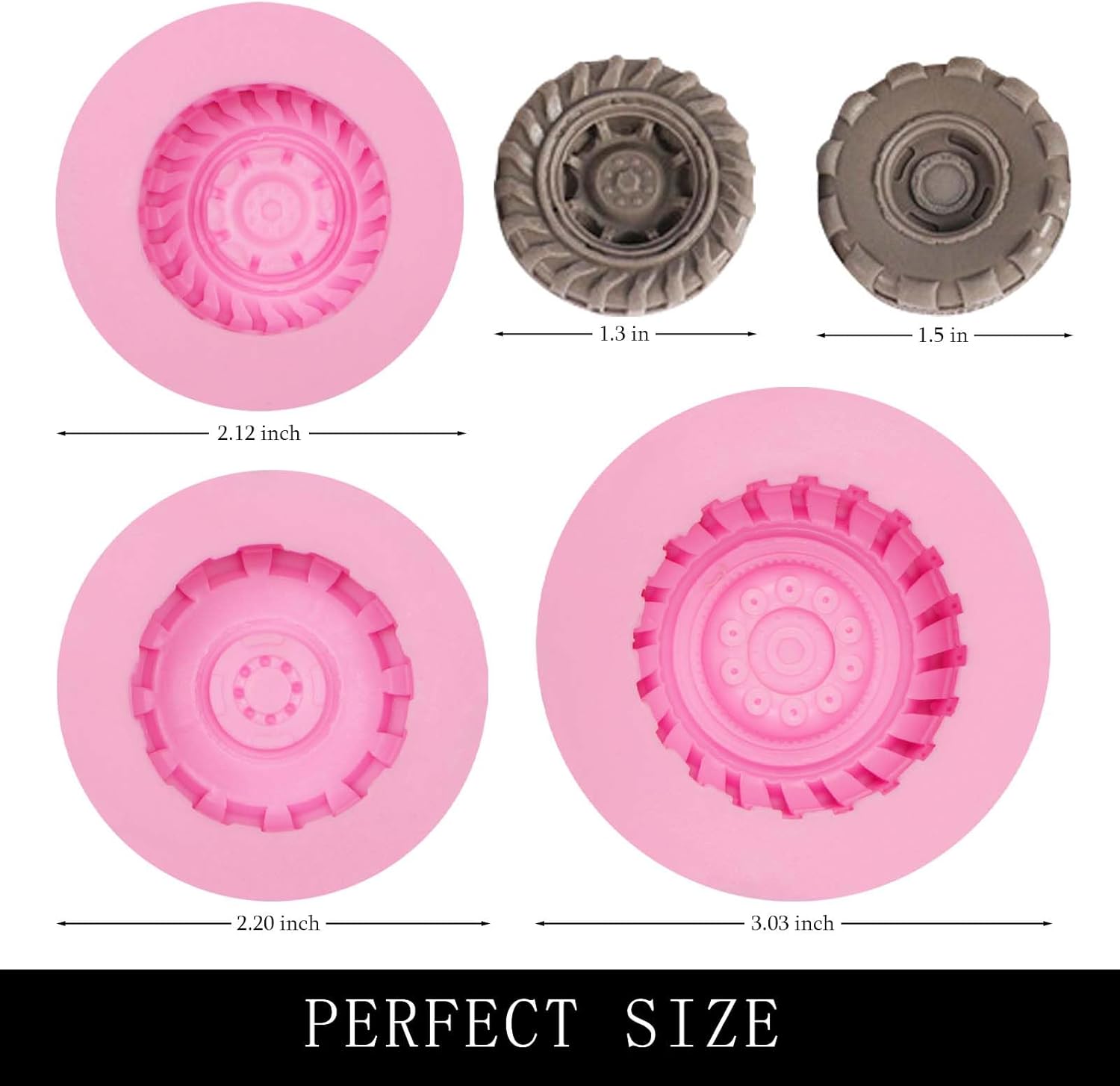 Muyulin 3D Tire Silicone Fondant Molds Set of 3