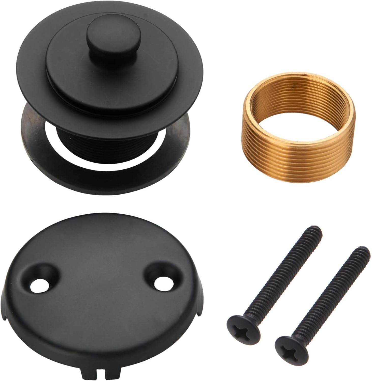 WELLUP Matte Black Tub Drain Conversion Kit with Overflow Faceplate
