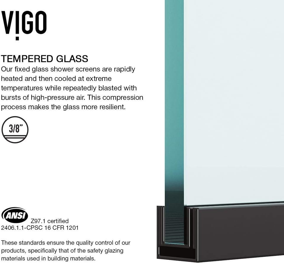 VIGO Zenith Frameless Tempered Glass Shower Panel