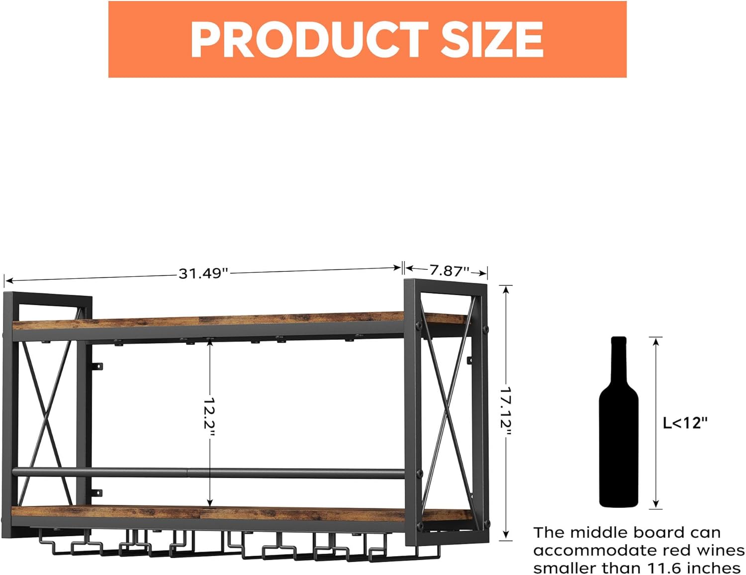 Homeiju Wall Mounted Wine Rack Glass Holder
