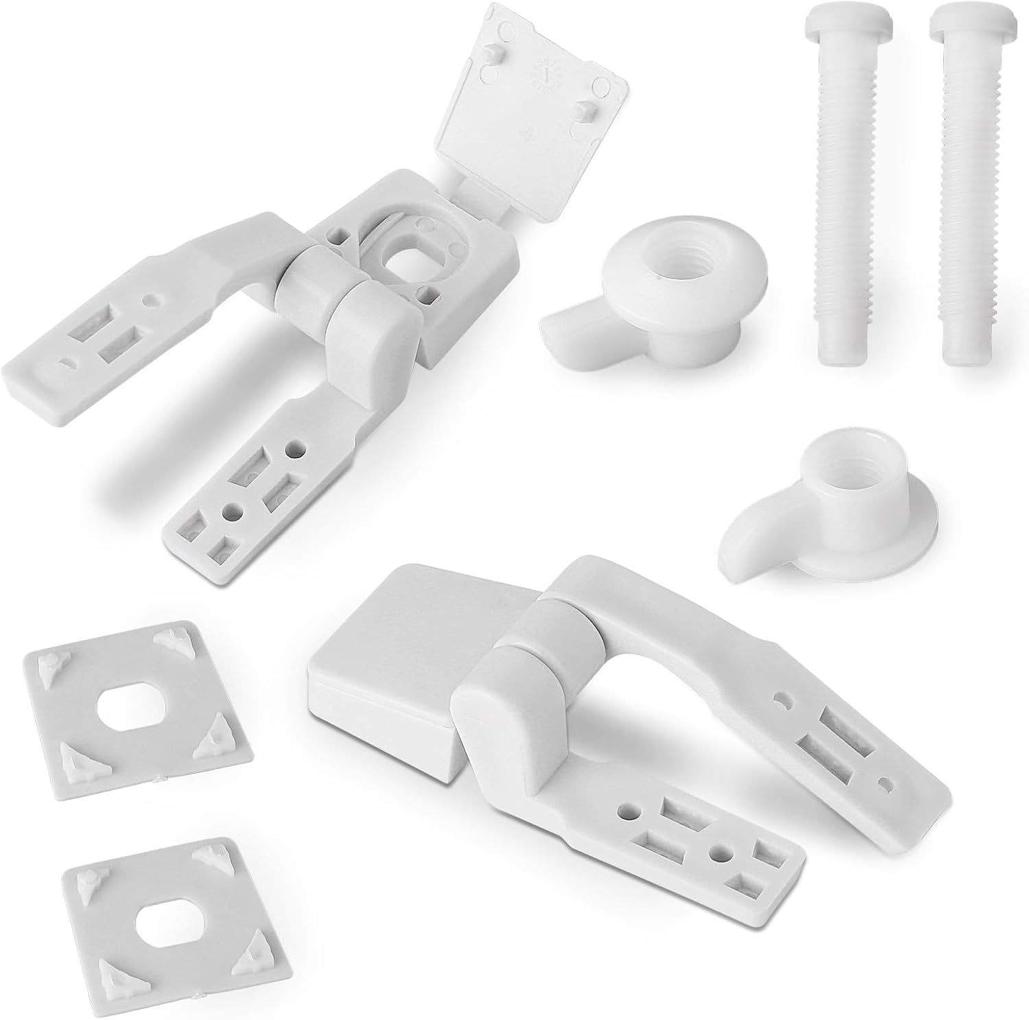 White Plastic Toilet Seat Hinge Replacement Set