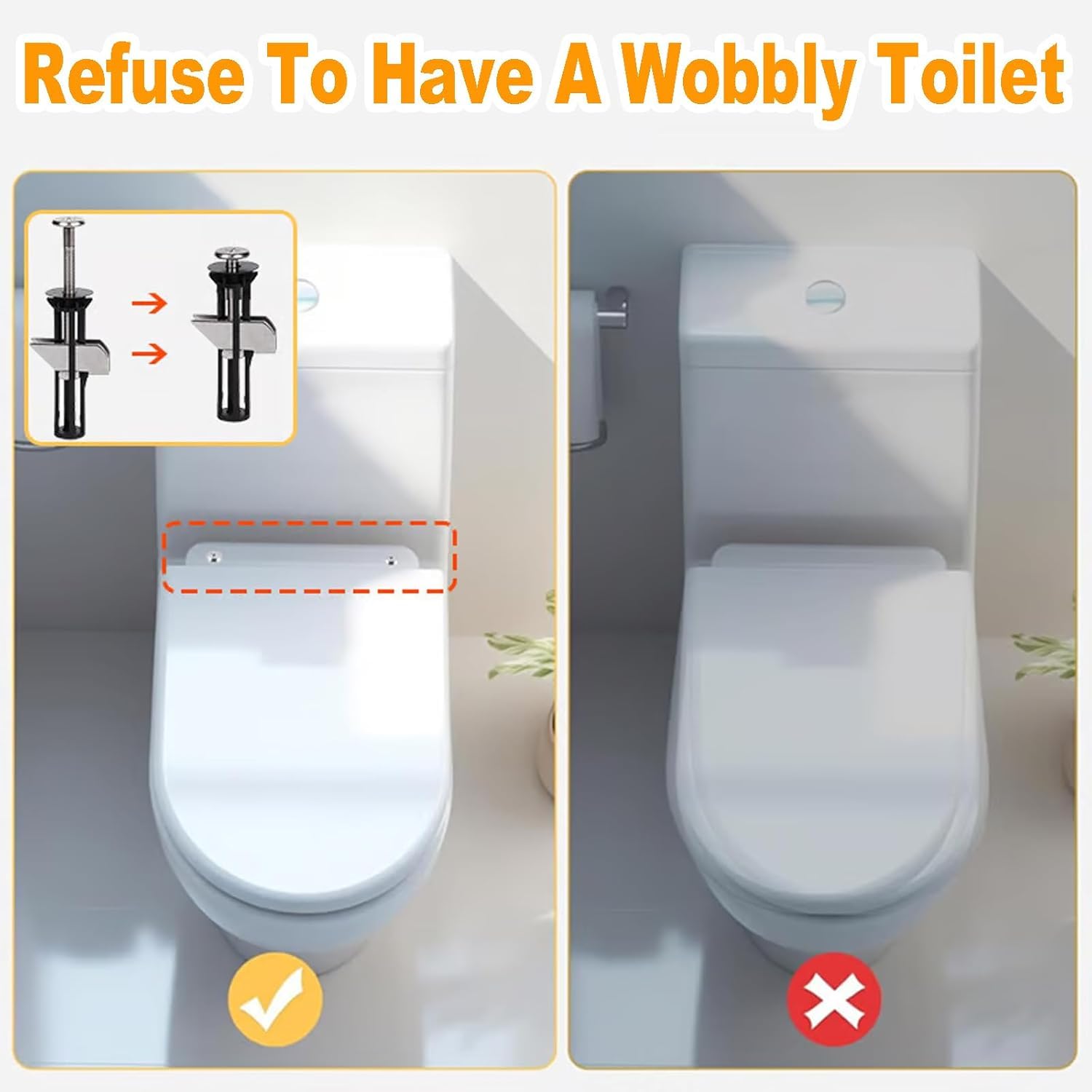 Dljingan Heavy Duty Toilet Seat Bolt Kit 4pcs Universal
