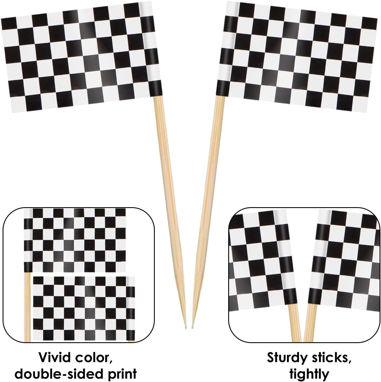 AhfuLife 100 Pcs Checkered Racing Flags Toothpick
