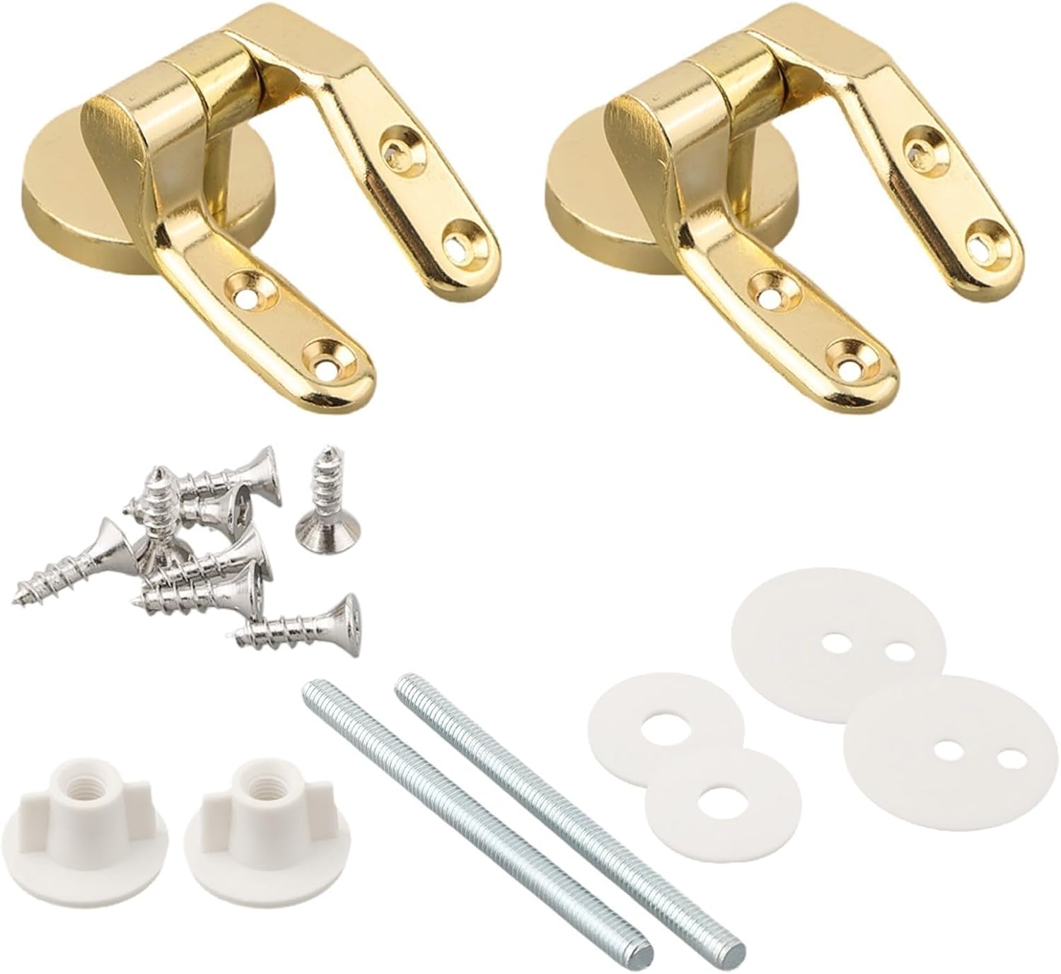 2Pcs Heavy Duty Gold Toilet Hinges Set