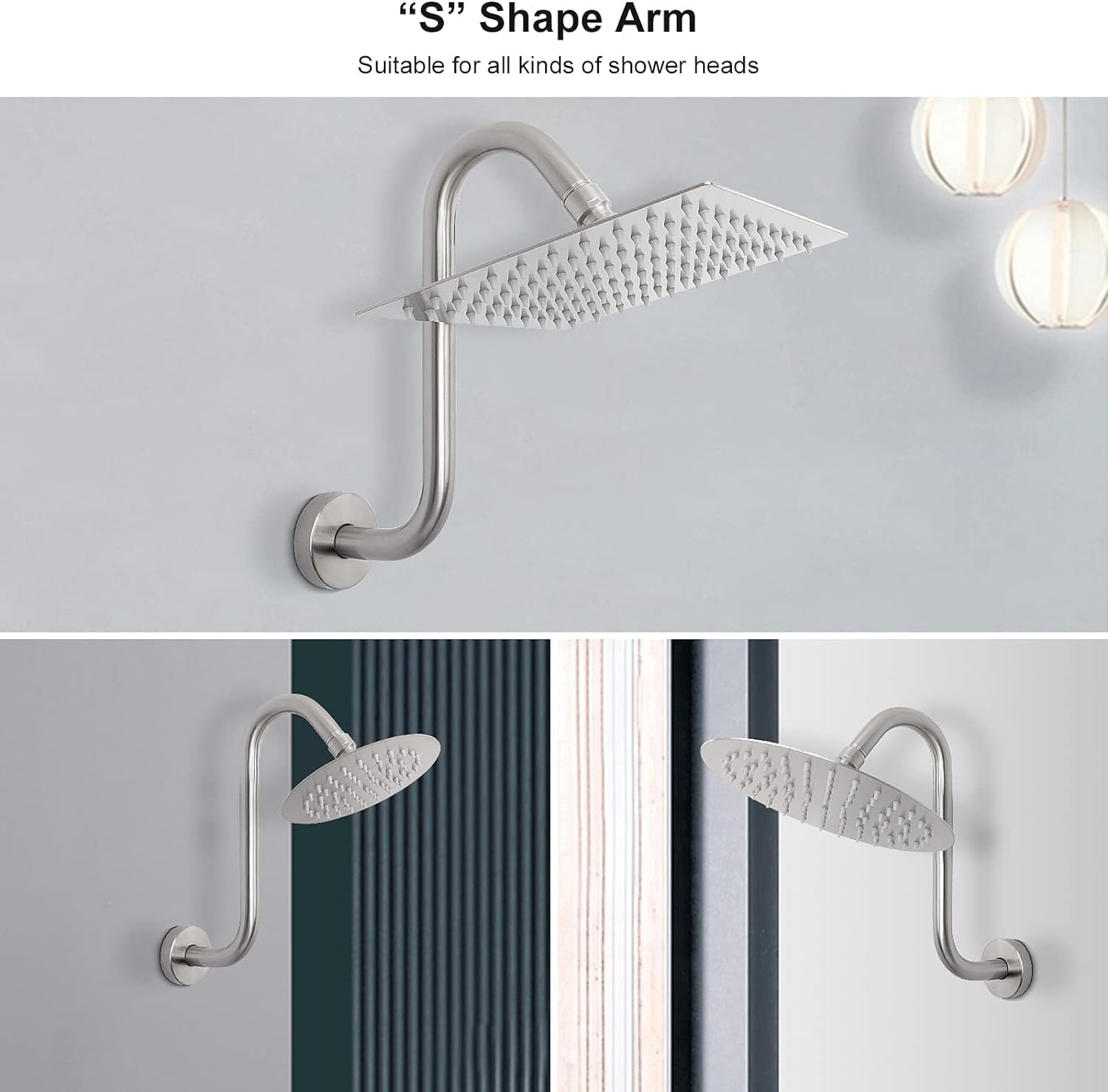 S Shaped Shower Head Riser with Flange and 12 Connection