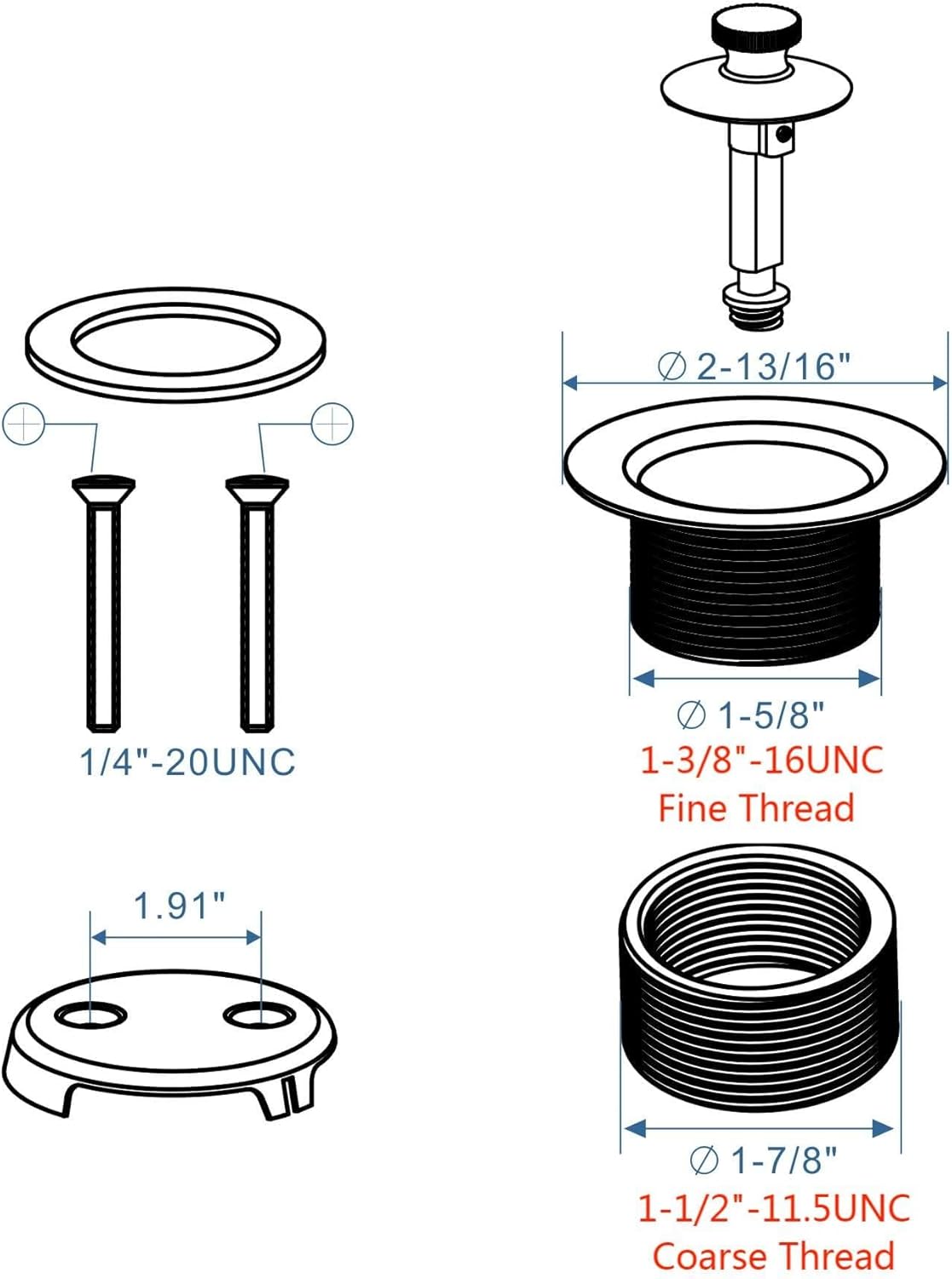 HIDROP Matte Black Tub Drain Set with Overflow Conversion Kit