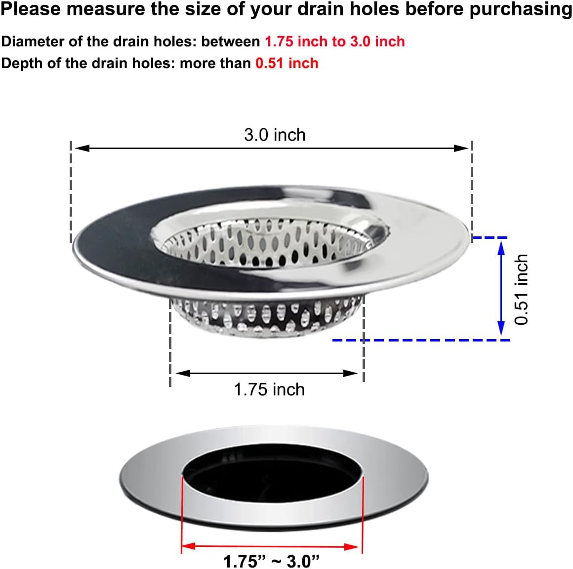 Seatery 2PCS Bathtub Drain Strainers with Hair Catcher