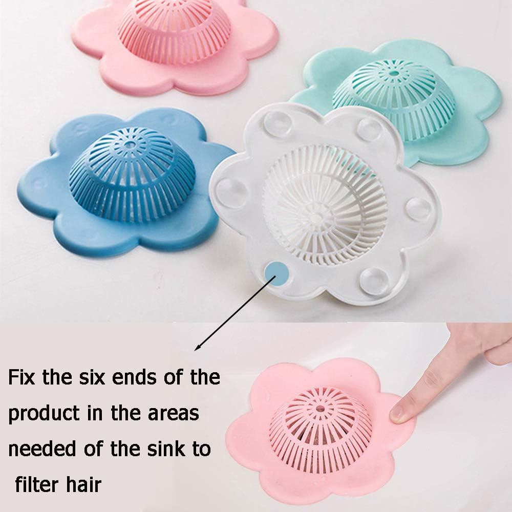 UMBWORLD Hair Catcher Silicone Drain Cover with Suction Cups 4 Pack