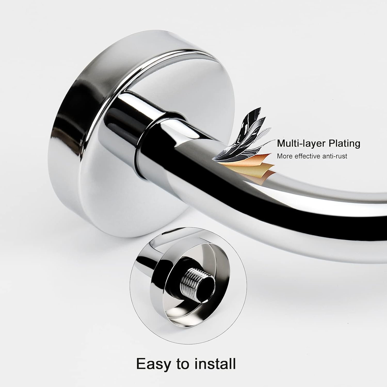 NearMoon S Shaped Shower Head Riser 12 Inch Chrome 2 Pack