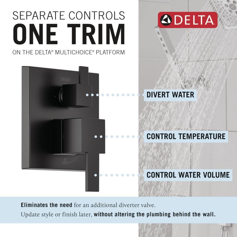Delta Modern Raincan 2-Setting Square Shower System Black