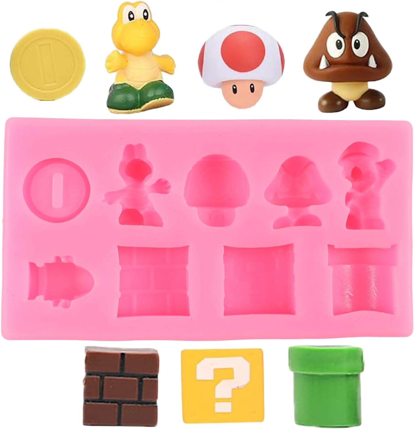 9 Hole Yoshi Icon Square Brick Dragon Mushroom Gold Coin Silicone Molds