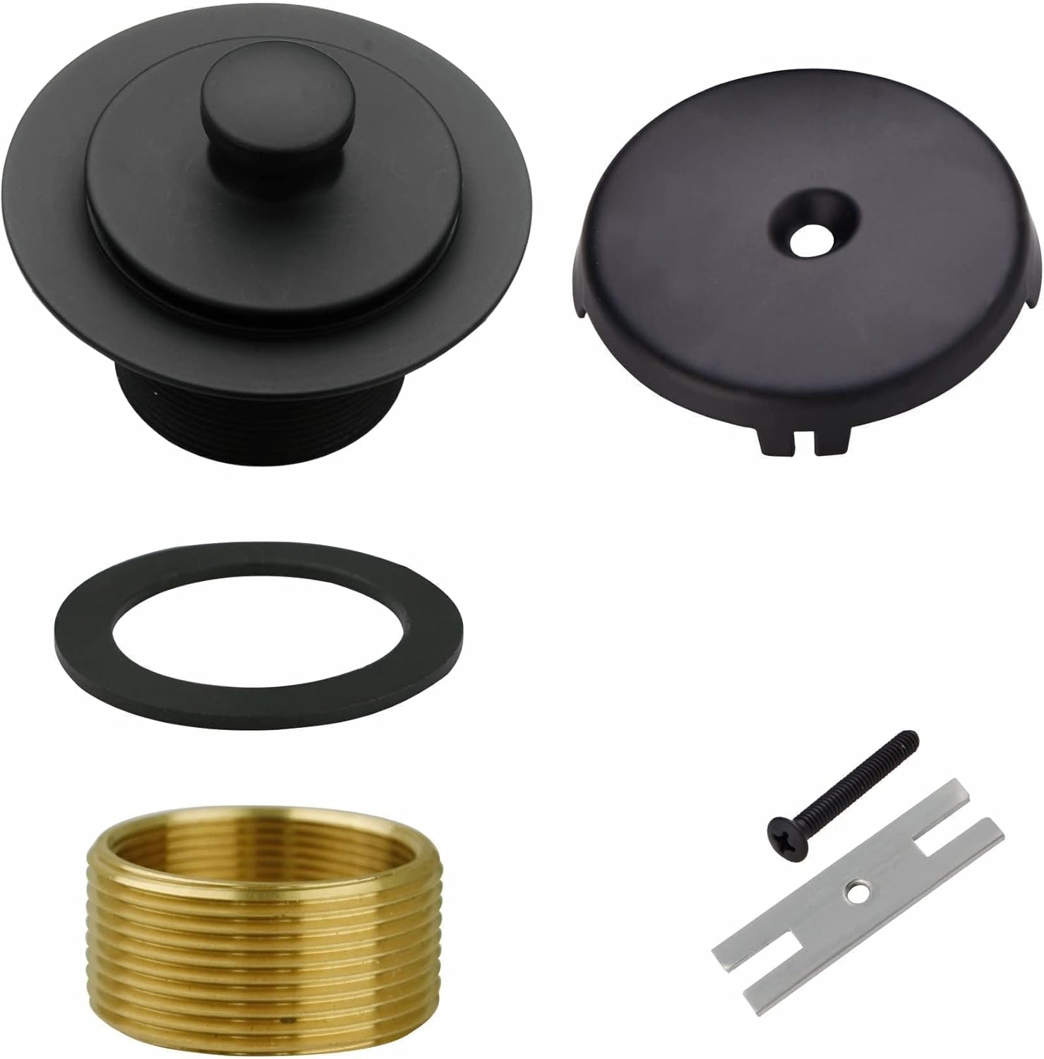 Welsan Matte Black Tub Drain Kit with Overflow Faceplate 1