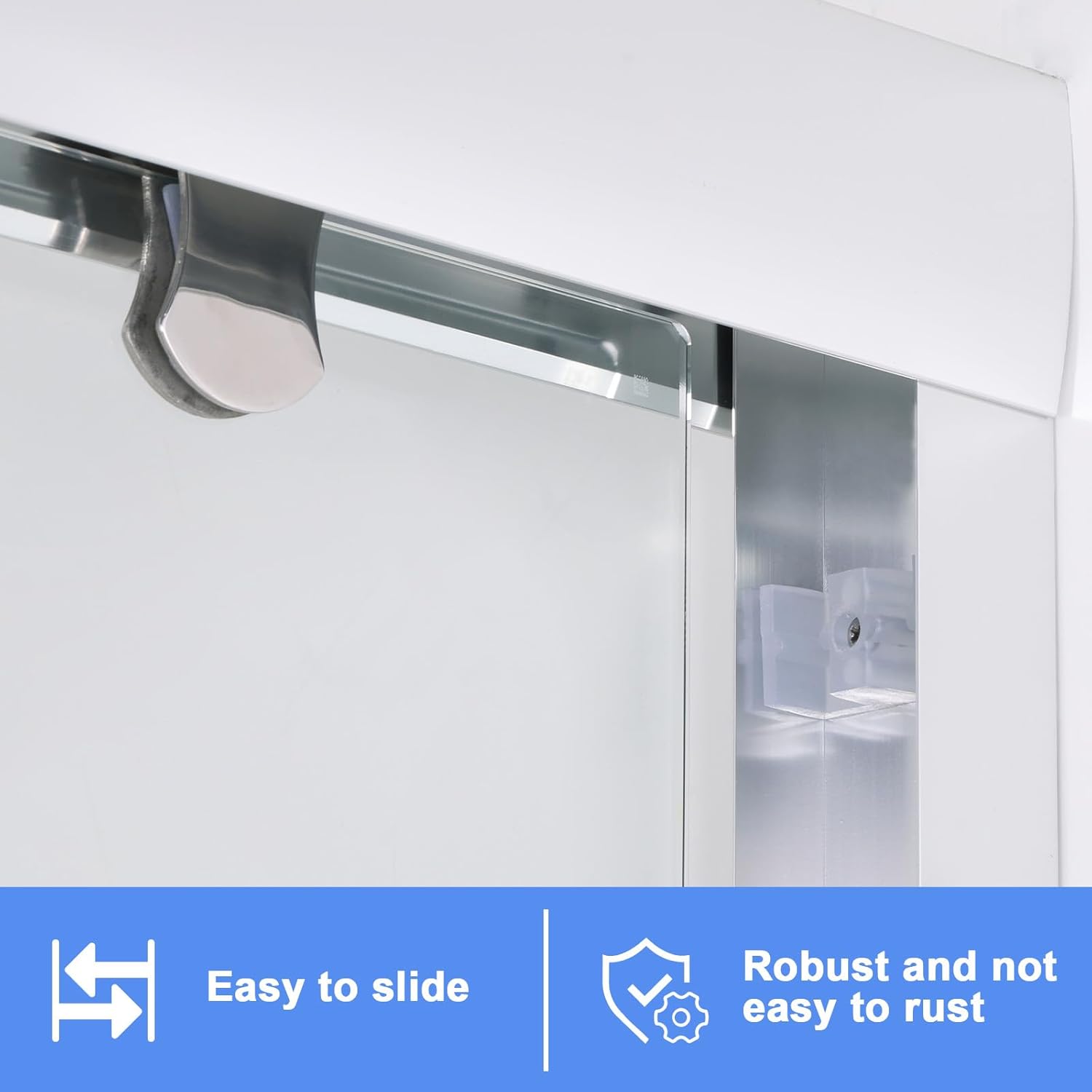 BoBliss Double Sliding Shower Door 59x59 with Chrome Handle and Towel Bar