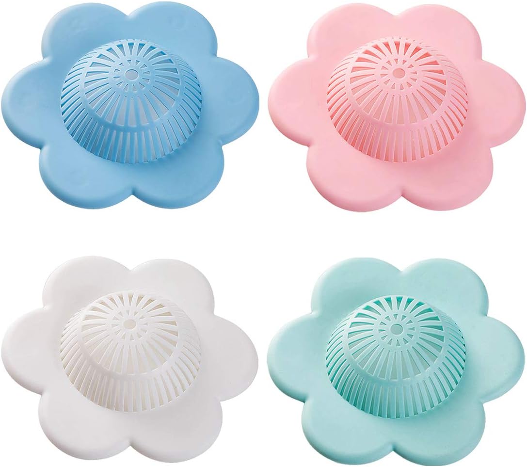 UMBWORLD Hair Catcher Silicone Drain Cover with Suction Cups 4 Pack