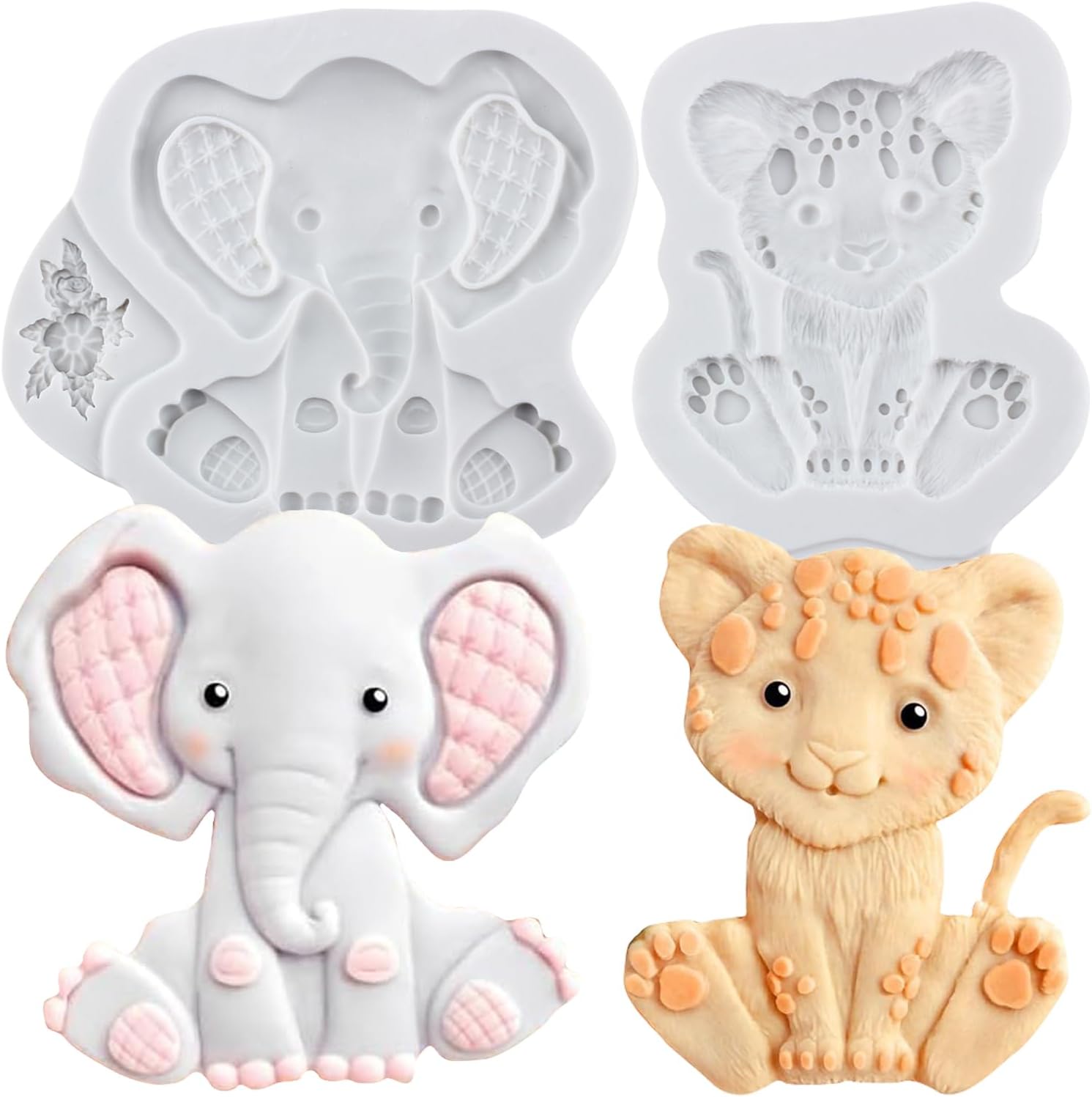 Lingzhi Elephant Lion Fondant Molds Set Of 2