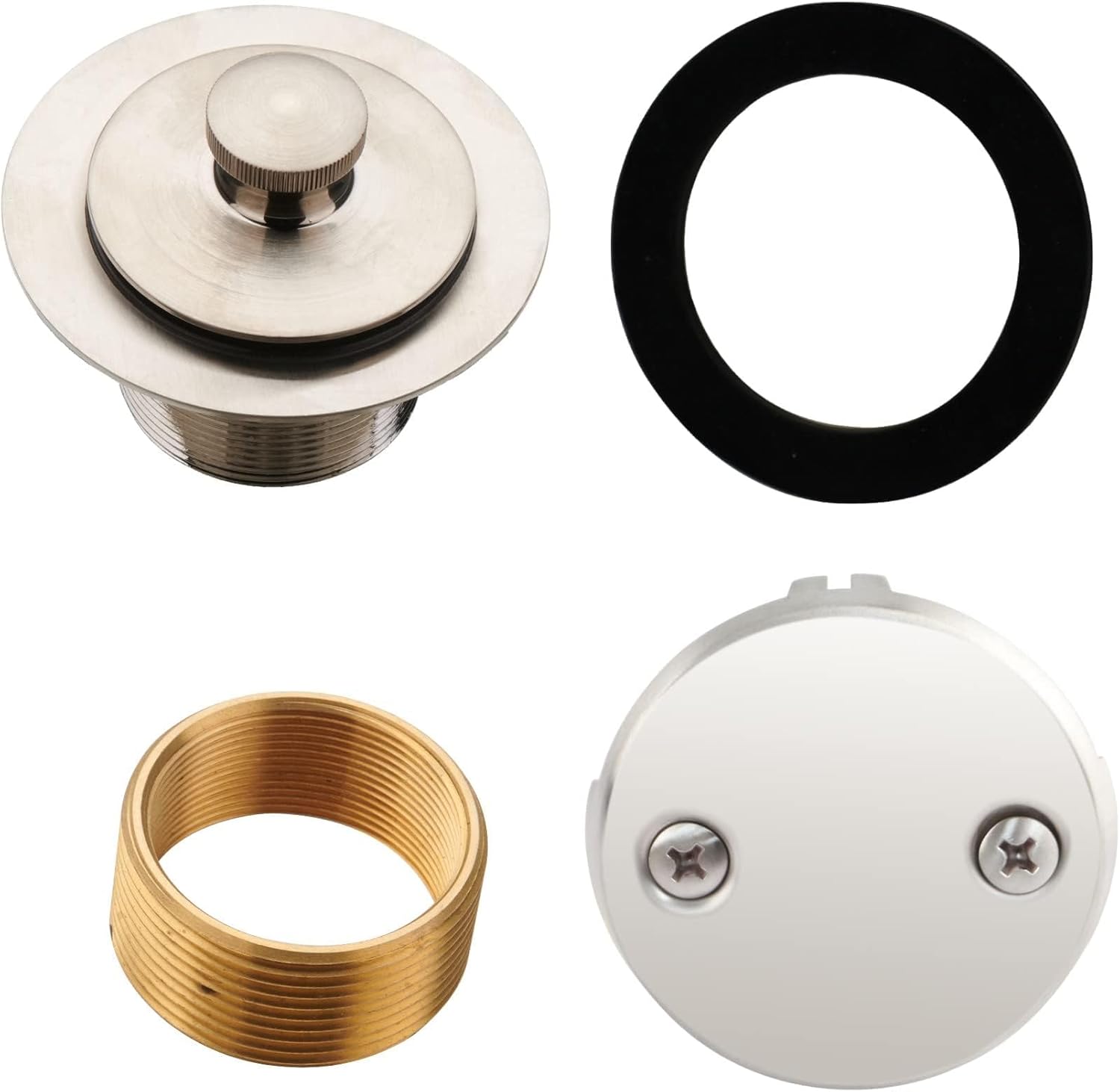 HIDROP Brushed Nickel Tub Drain Trim Set with Overflow Conversion Kit