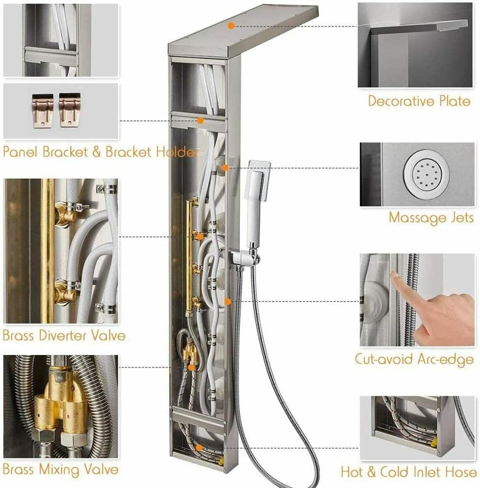 Gougeltd LED Light Shower Panel with Massager Jets 1