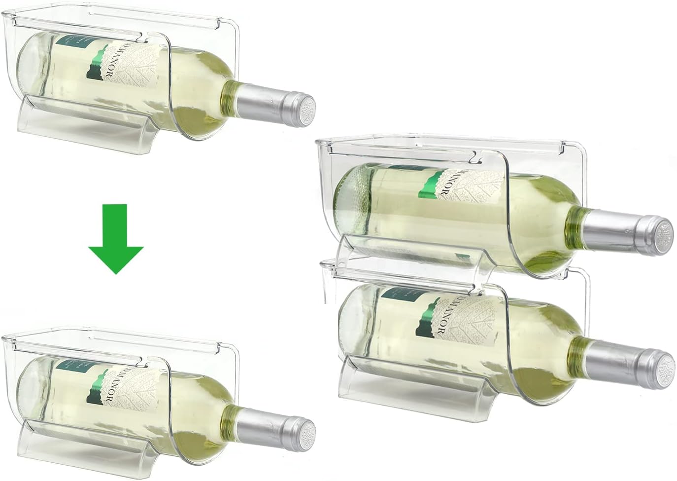 Set of 4 Stackable Wine Rack for Kitchen Countertop