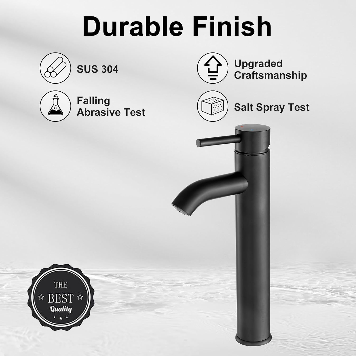 VOTON Chrome Modern Tall Vessel Sink Faucet Single Handle One Hole