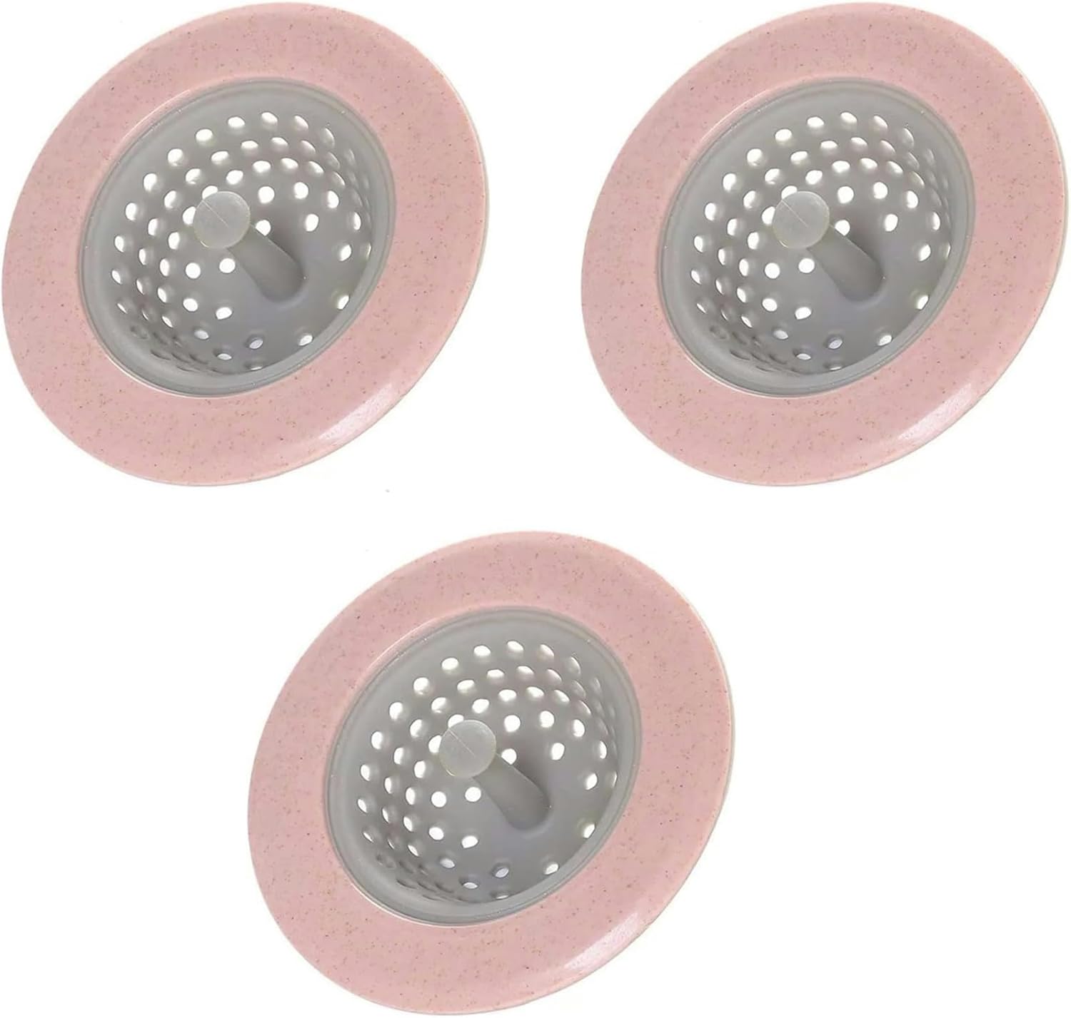 3Pcs Pink Drain Strainer for Kitchen and Floor Drains