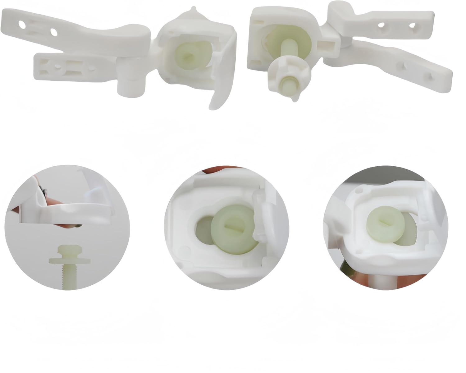 Meaferks Plastic Toilet Seat Hinge 2Pcs White Quick Release Replacement