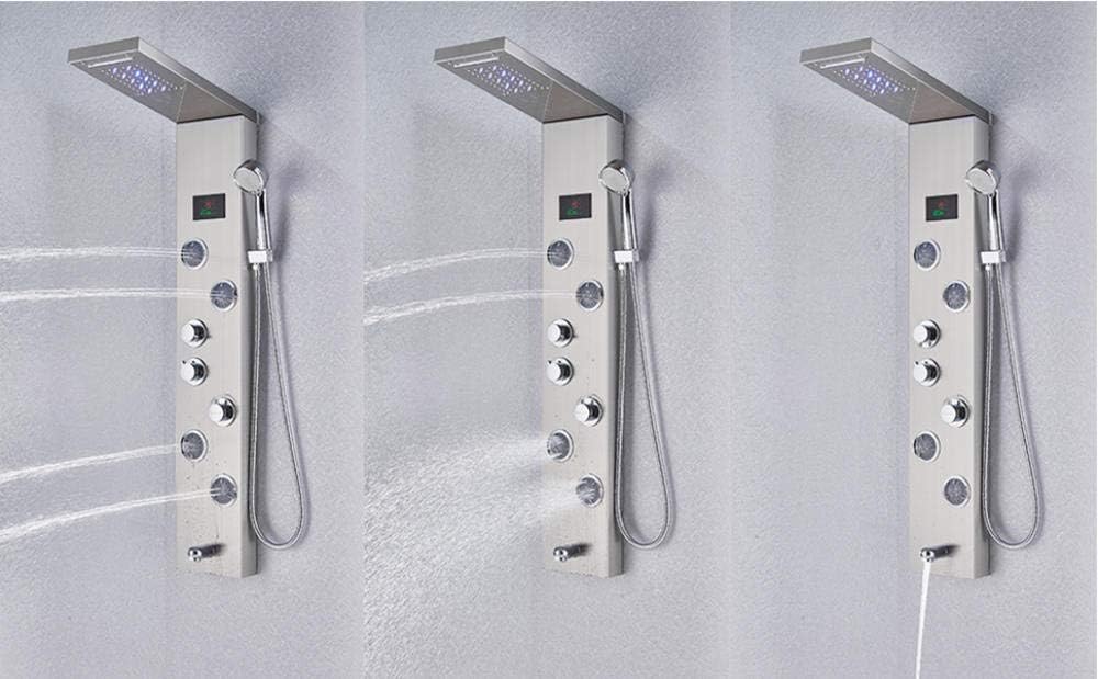 Gougeltd Bathroom Shower Panel System with LED Temperature Display and Massage Jets 1