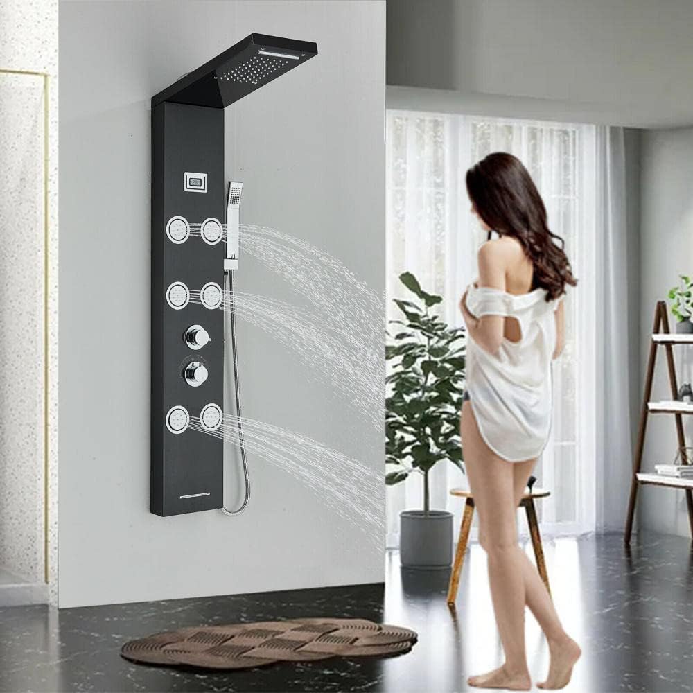 Gougeltd Stainless Steel Shower Panel Tower System with Massage Jets 1
