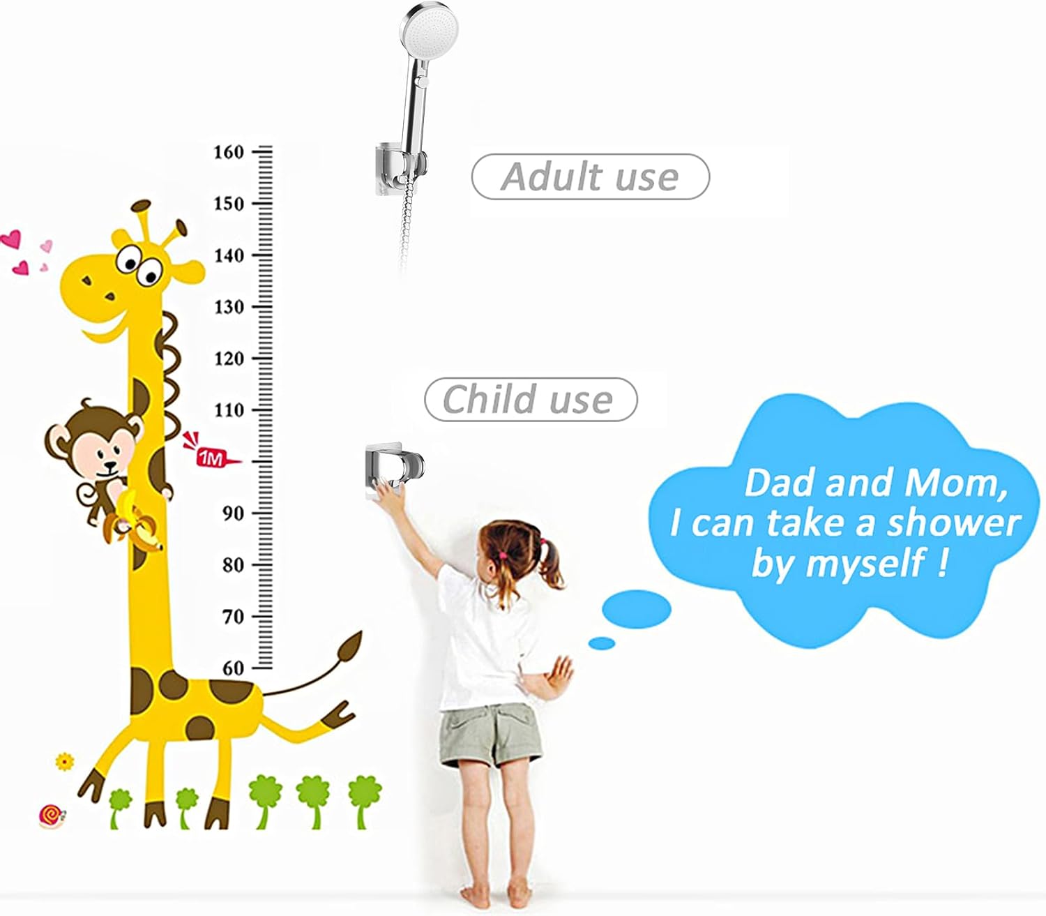 KAIYING Self Adhesive Shower Head Mount with Adjustable Angle