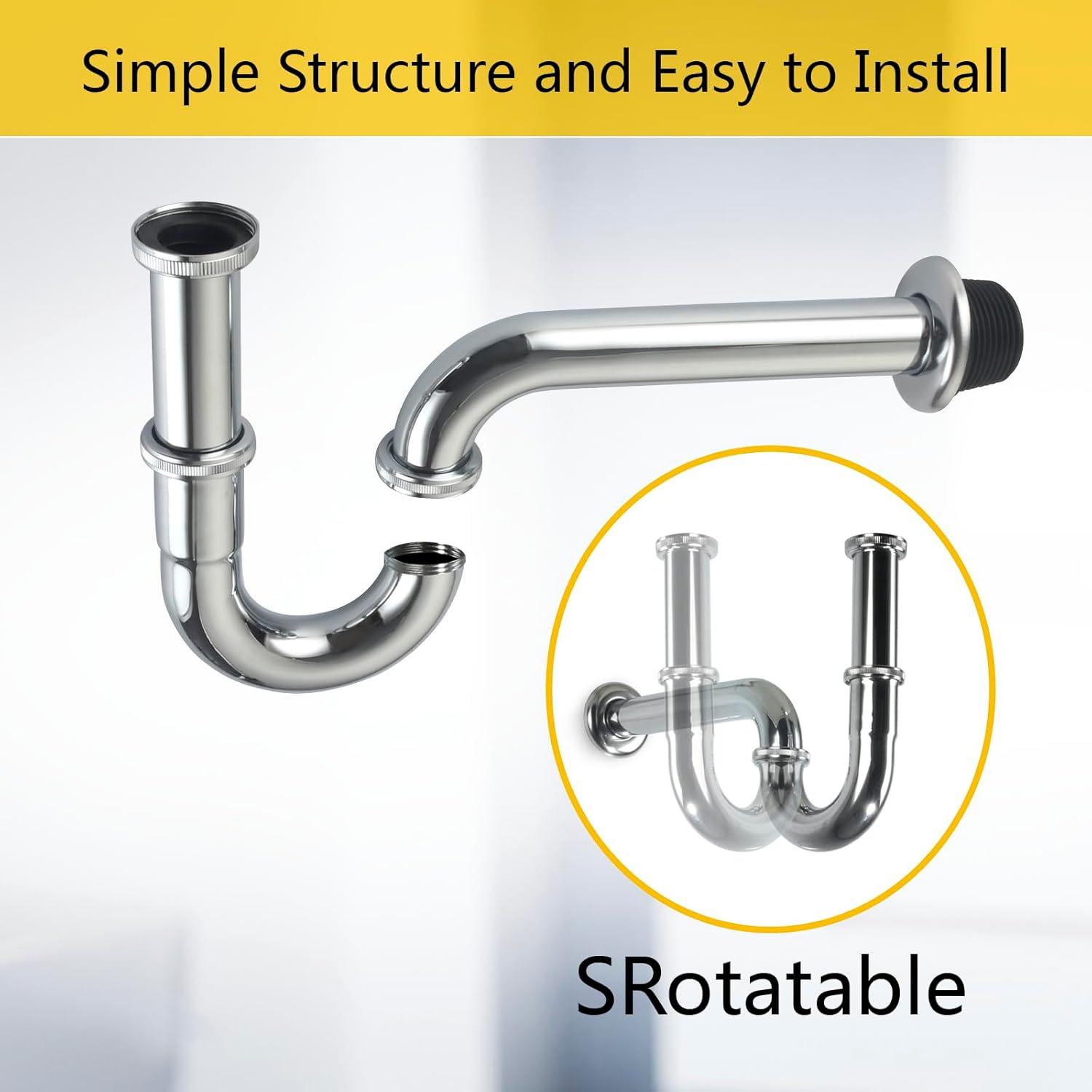 AMeoMerk Chrome P-Trap Sink Stopper Drain Kit