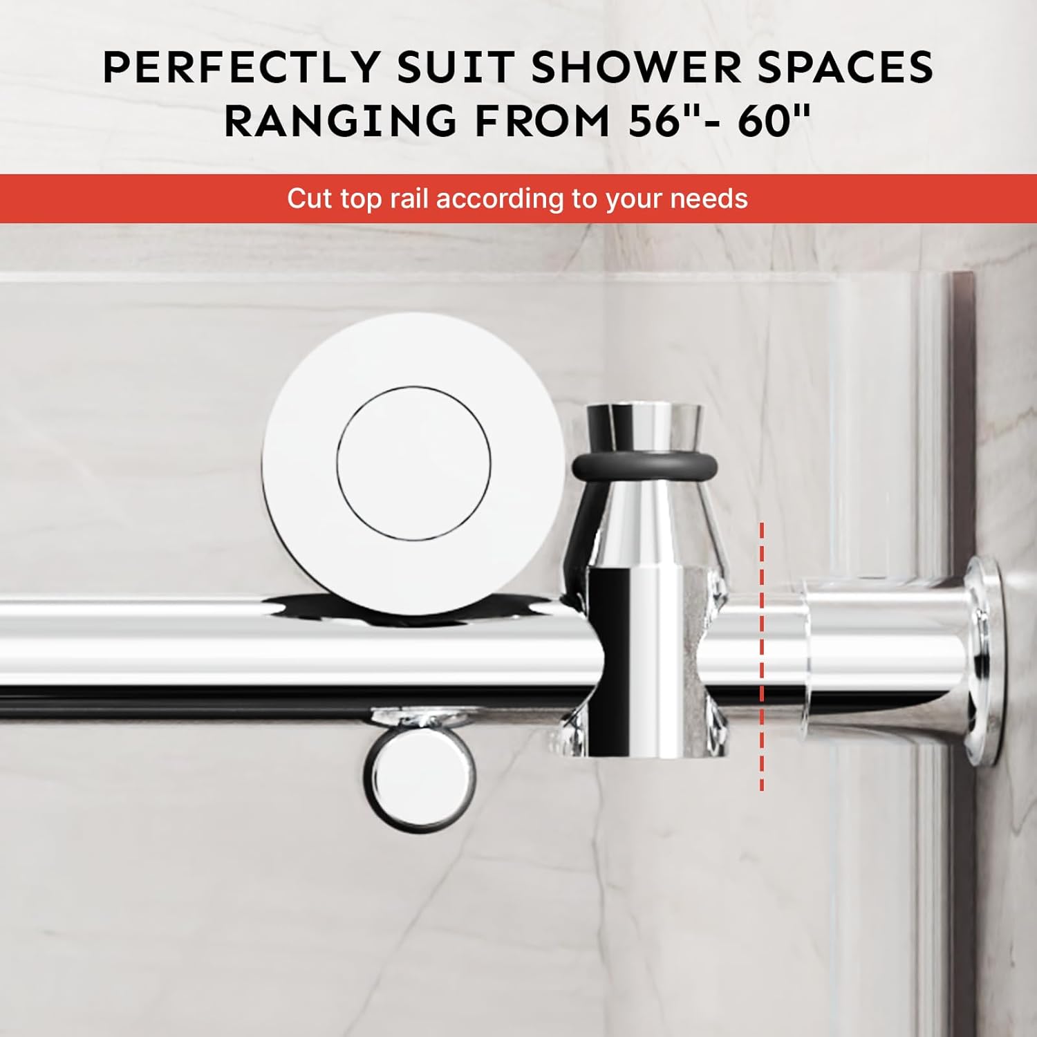Kosmonia 56-60Wx74H Frameless Sliding Shower Door