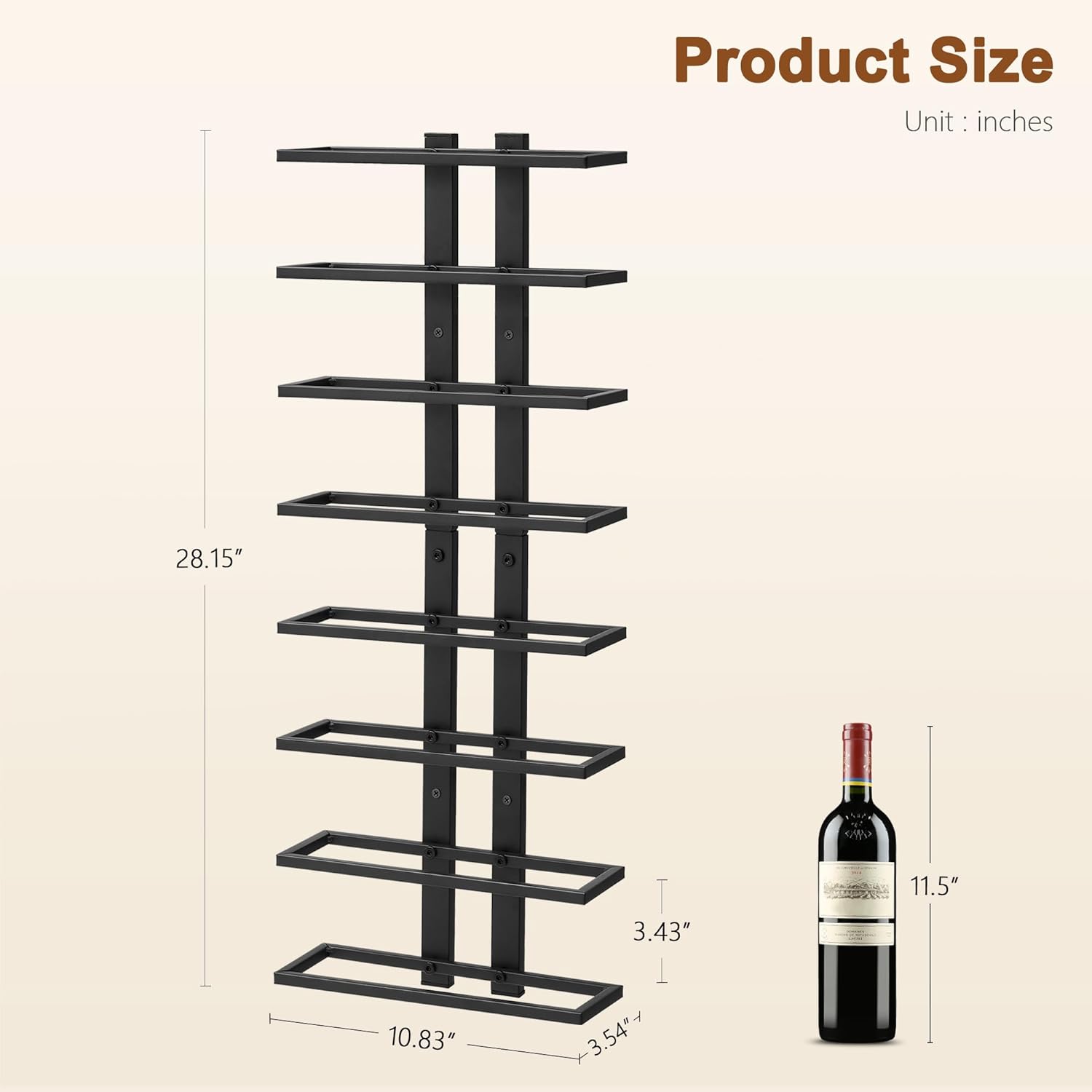Hoctieon 2-Set 8 Tier Wall Wine Rack 16 Tiers Black