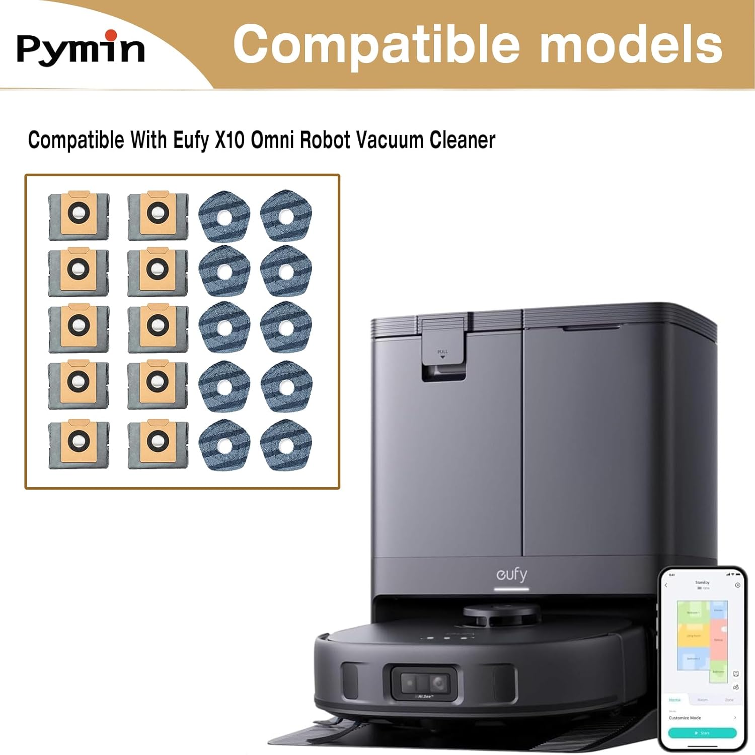Pymin 20PCS Vacuum Accessories for Eufy X10 Pro Omni Cleaner Robot