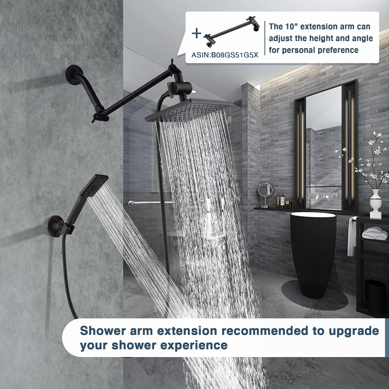 BRIGHT SHOWERS Dual Shower Head Set with Hose and Bracket