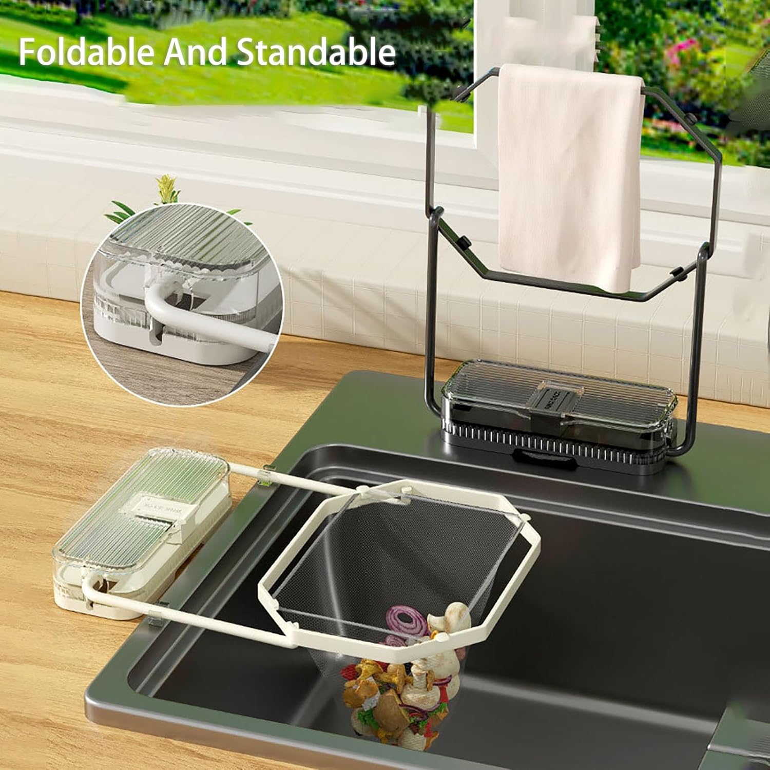 Cuzykitchen Sink Drainer with Suction Cup and Net 2 Pack