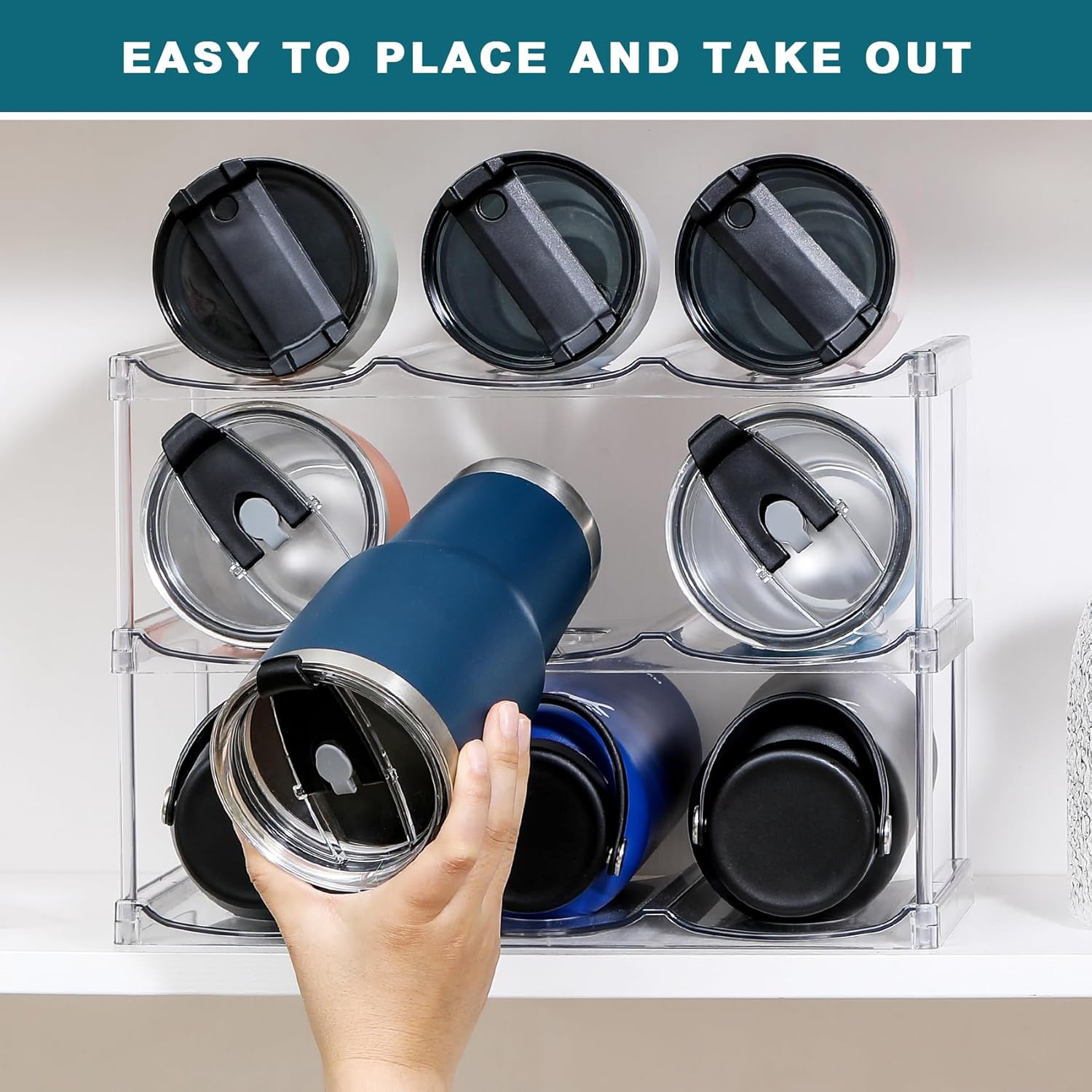 Stackable 3-Tier Water Bottle Holder for Stanley YETI - Clear Racks