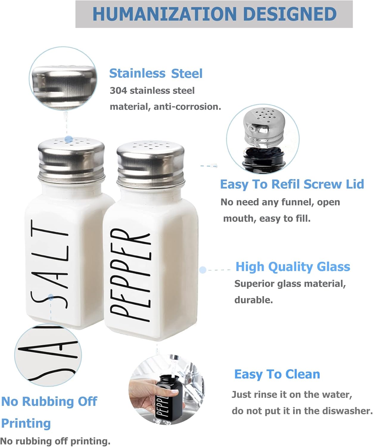 FIAHNG Farmhouse Salt Pepper Shakers Set 1