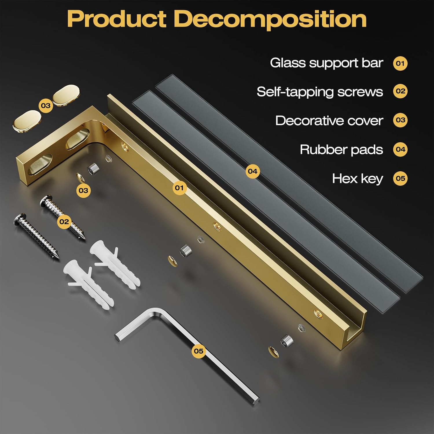Heavy Duty Glass Clamp Support Bracket for Frameless Shower Doors
