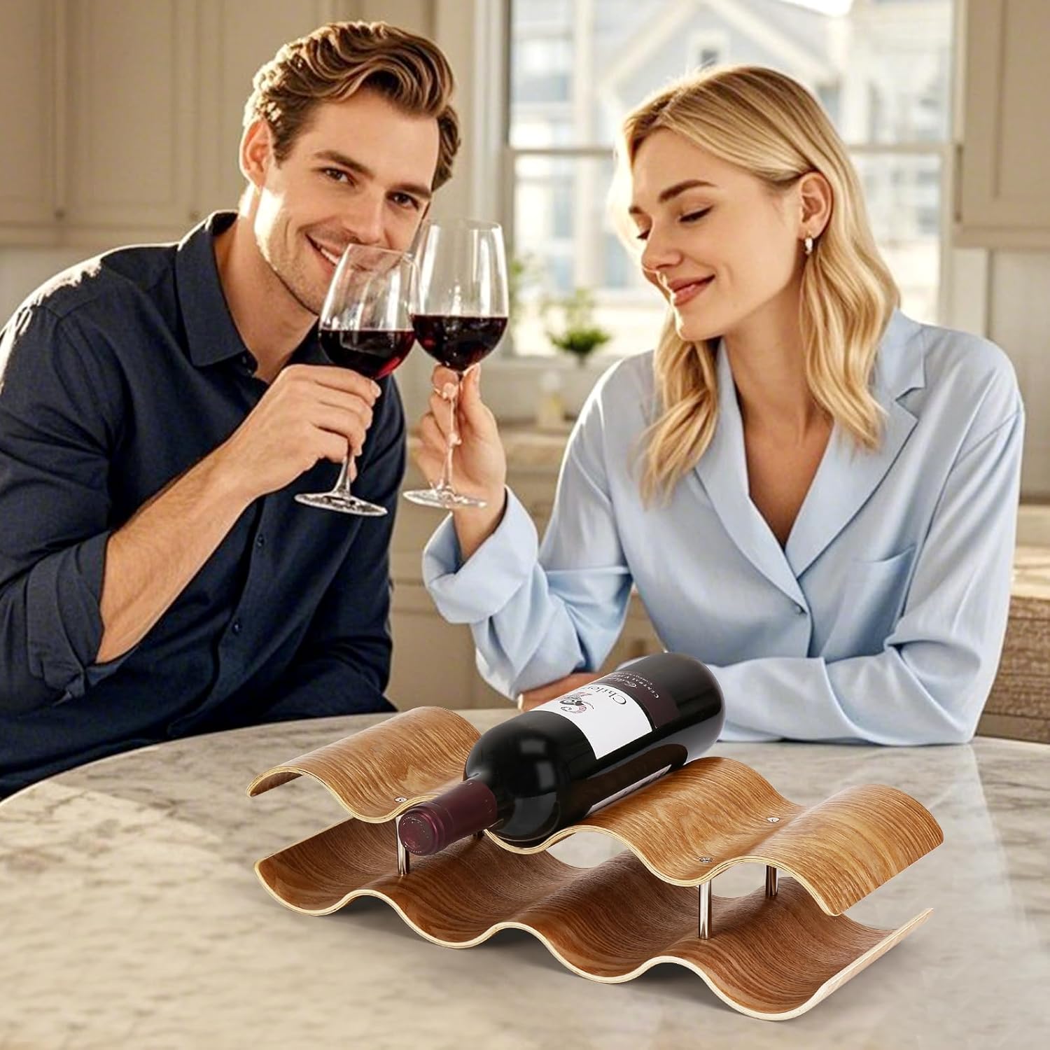 VAlinks 2 Tier 7 Bottle Wave Willow Wine Rack