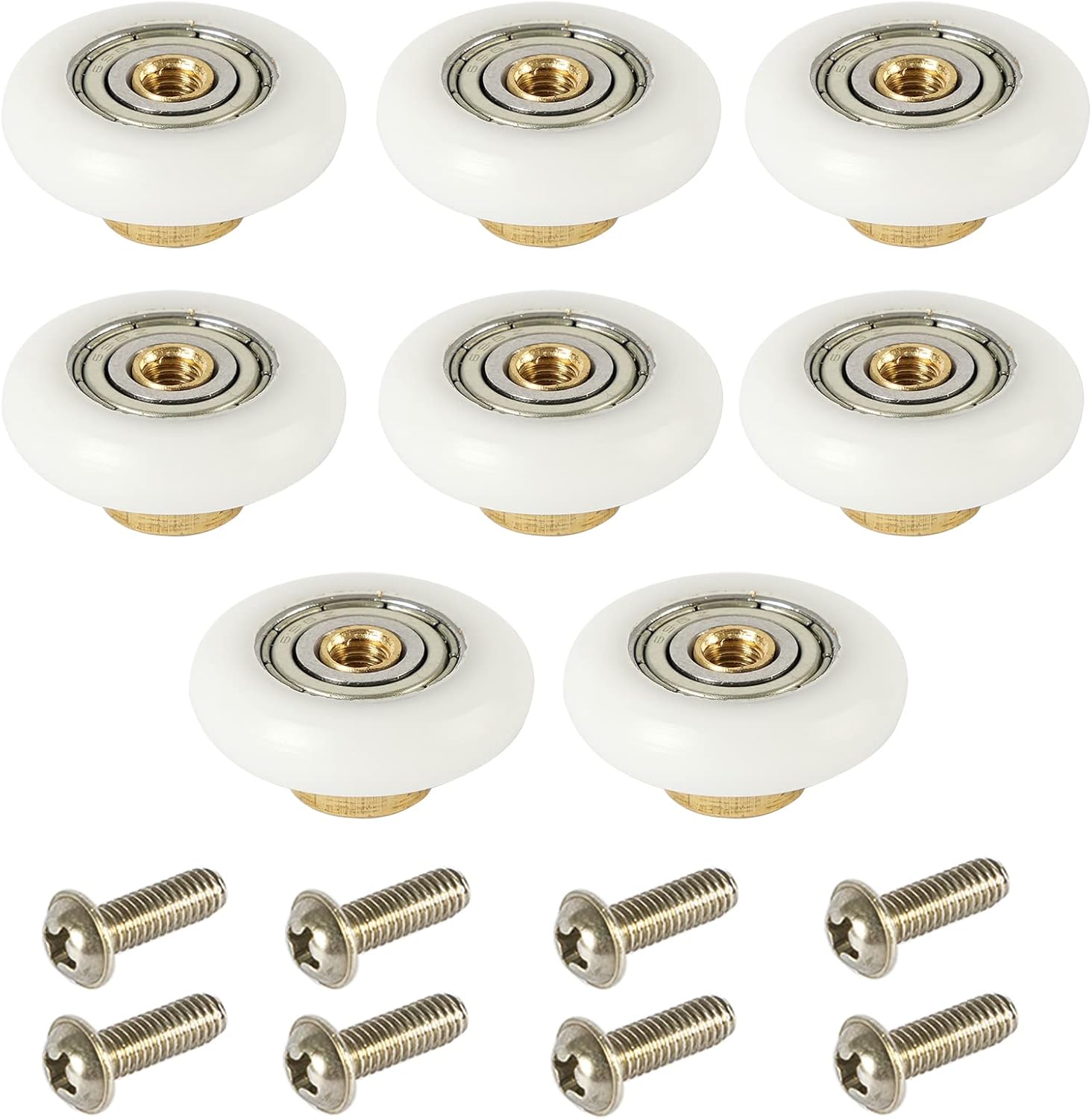 8pcs BrassPOM Shower Door Rollers 19mm Diameter Bathroom Replacement