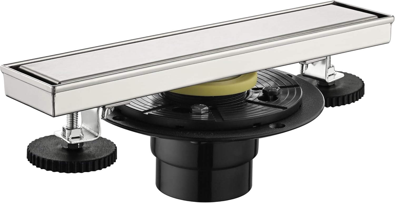 Neolun 12 Inches Linear Shower Drain with Hair Strainer and Leveling Feet 1