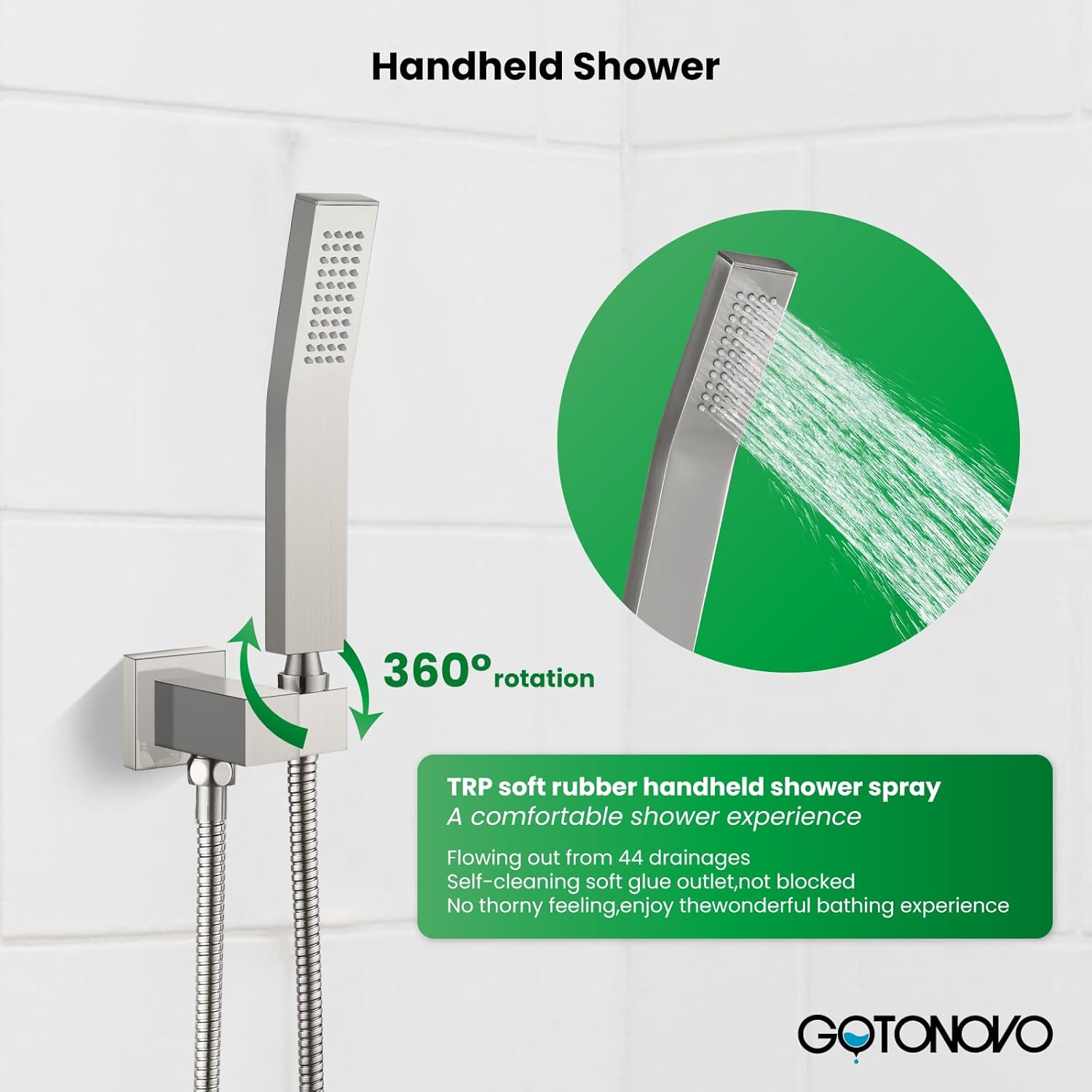 gotonovo Rain Shower Head and Handle Set with Pressure Balancing Valve