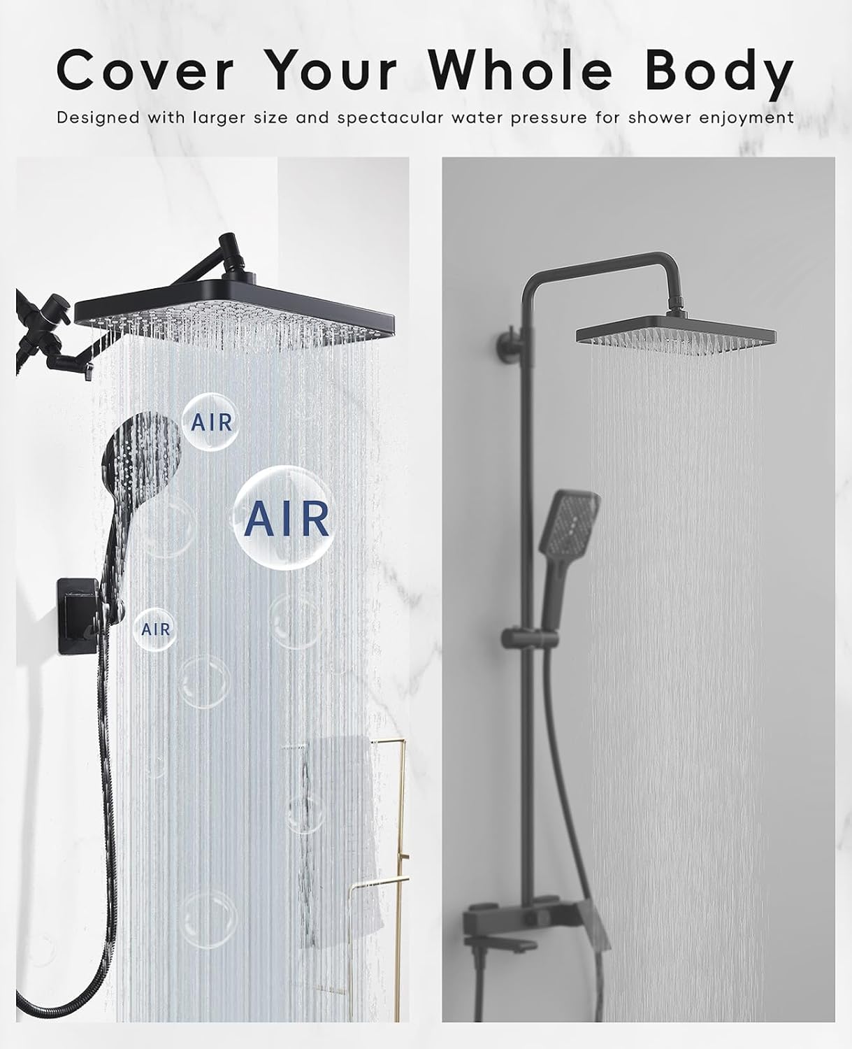 Jafeton 122 Rain Shower Head with Handheld Combo 1