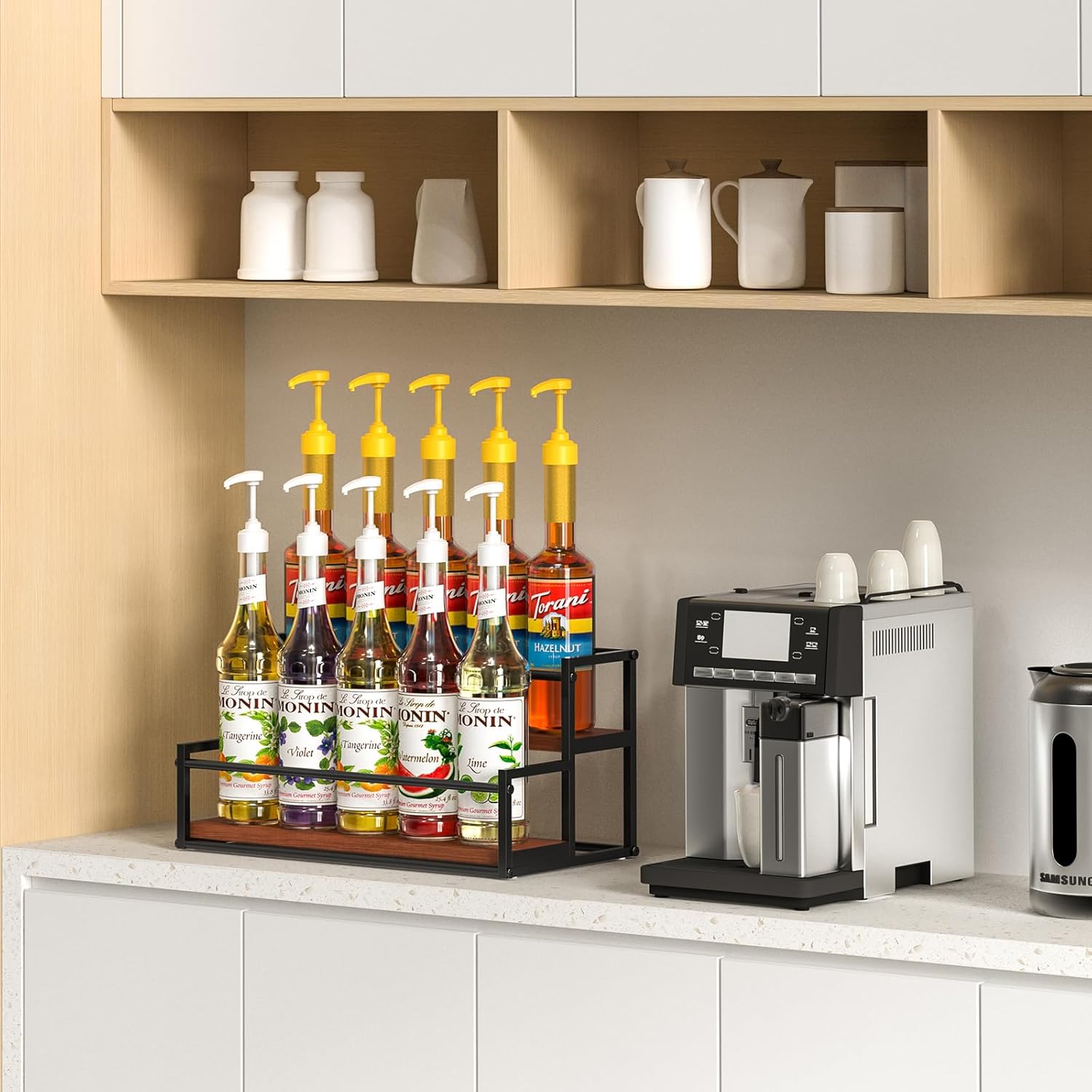 THYGIFTREE 2 Tier Liquor Bottle Display Shelf 1