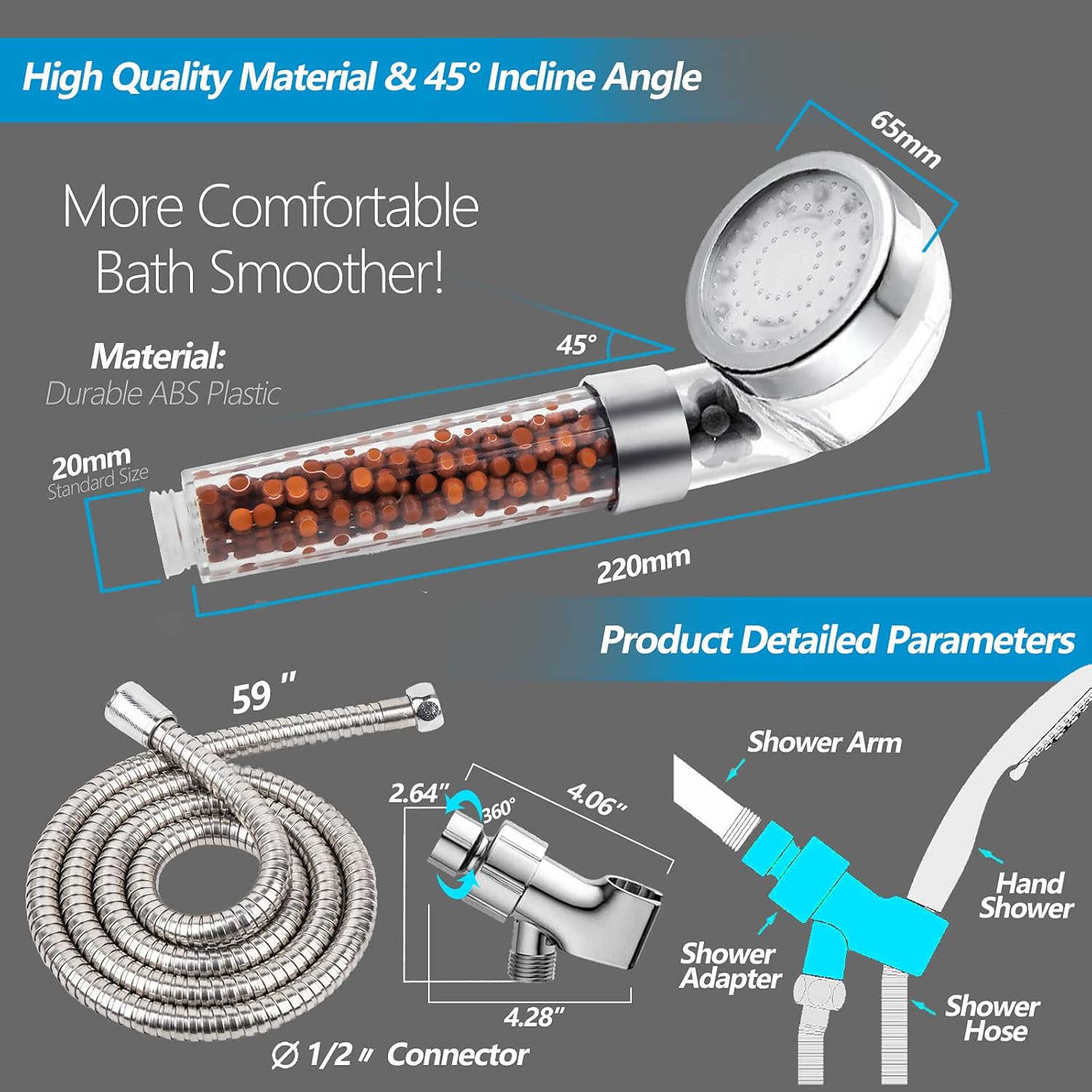 FASTRAS LED Shower Head with Handheld and Hose
