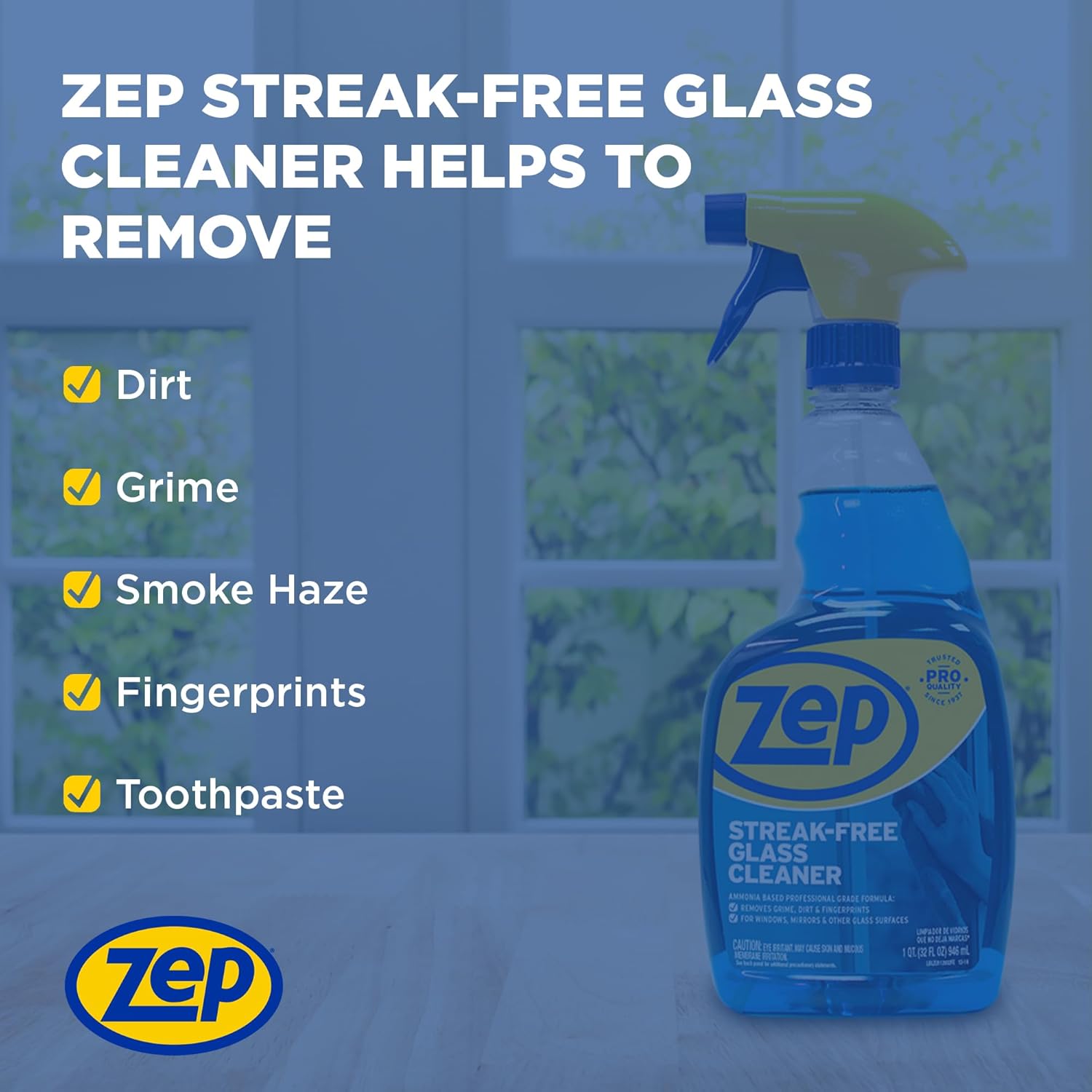 Zep Streak-Free Glass Cleaner - 1 Gallon 4-Pack Case of 4 ZU1120128