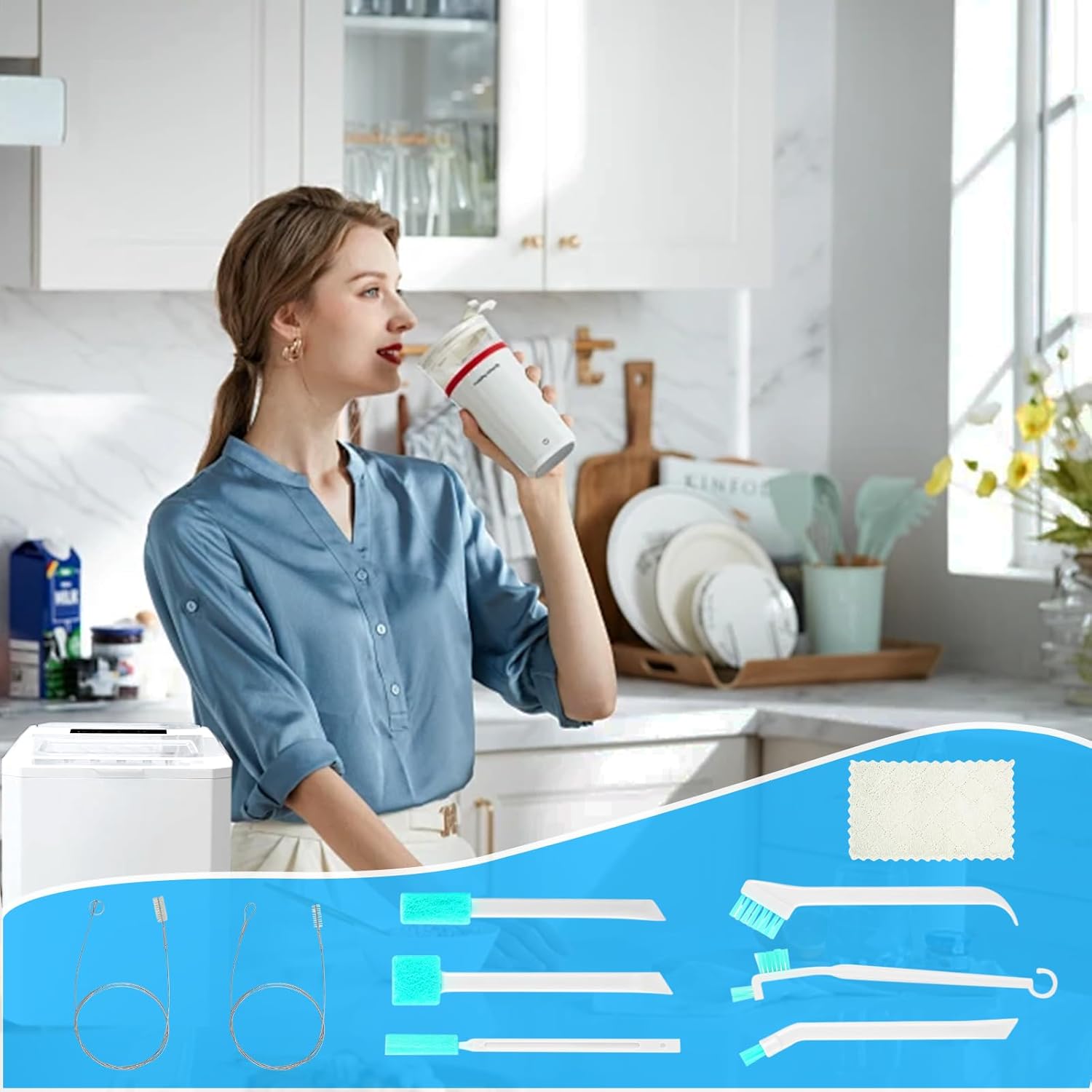 YONHTUTU 16 Pcs Ice Maker Cleaning Brush Set with Rags